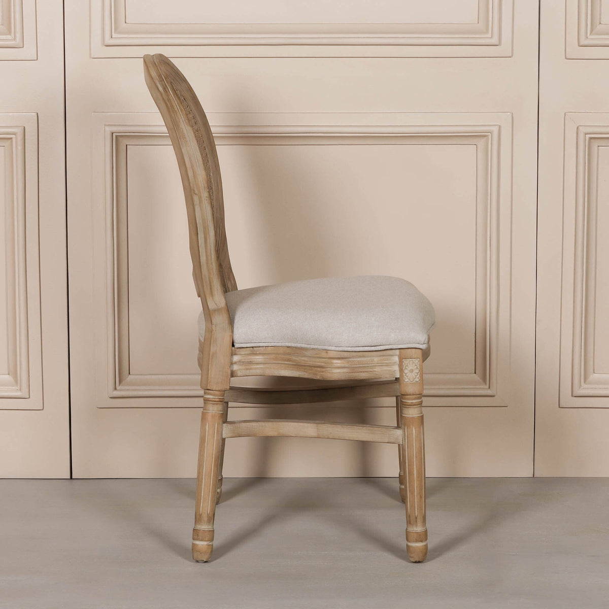Louis Dining Chair in Fruitwood with Linen Seat Dining chair CasaFenix