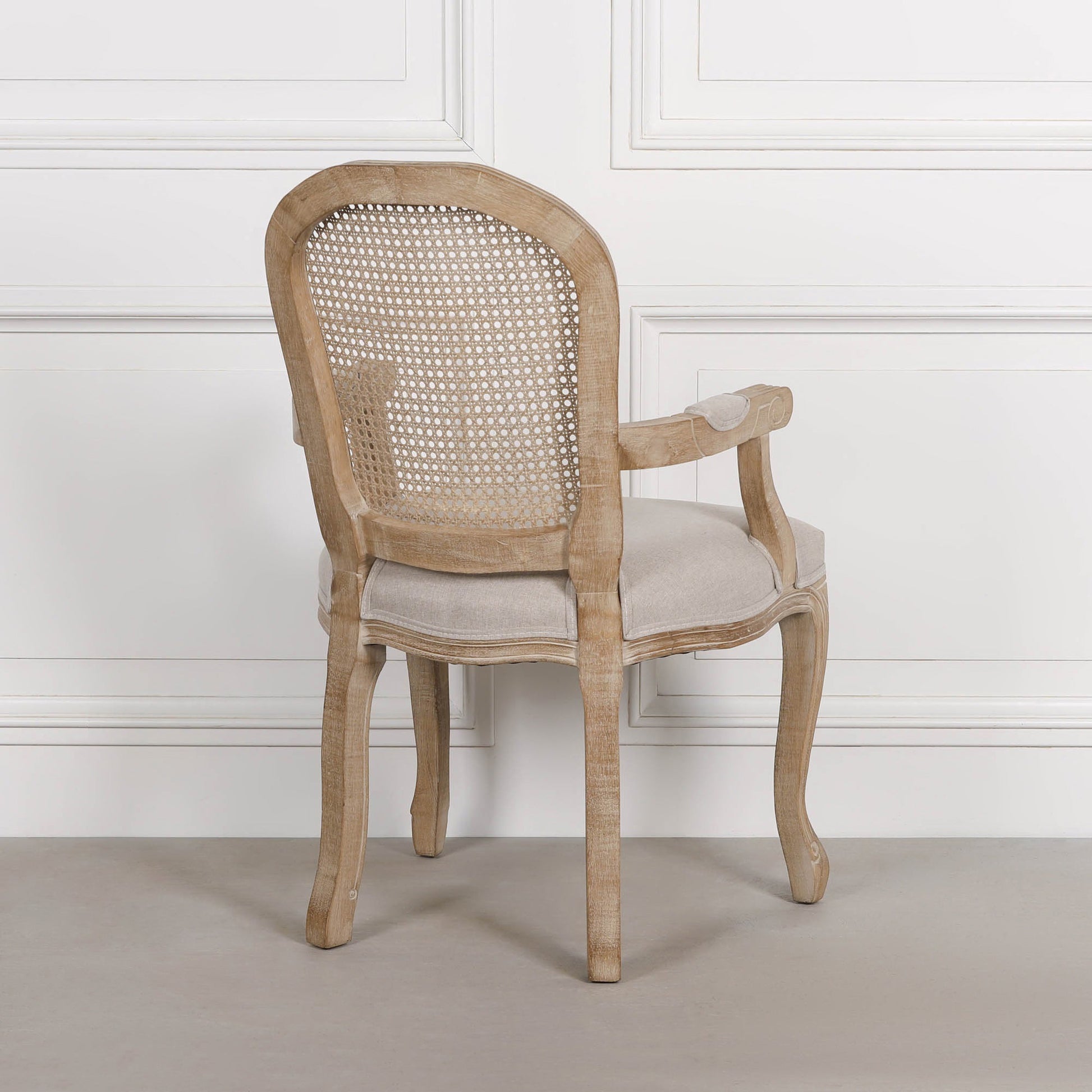 Louis-Style Birch Wood Carver Dining Armchair with Linen Seat Dining chair CasaFenix