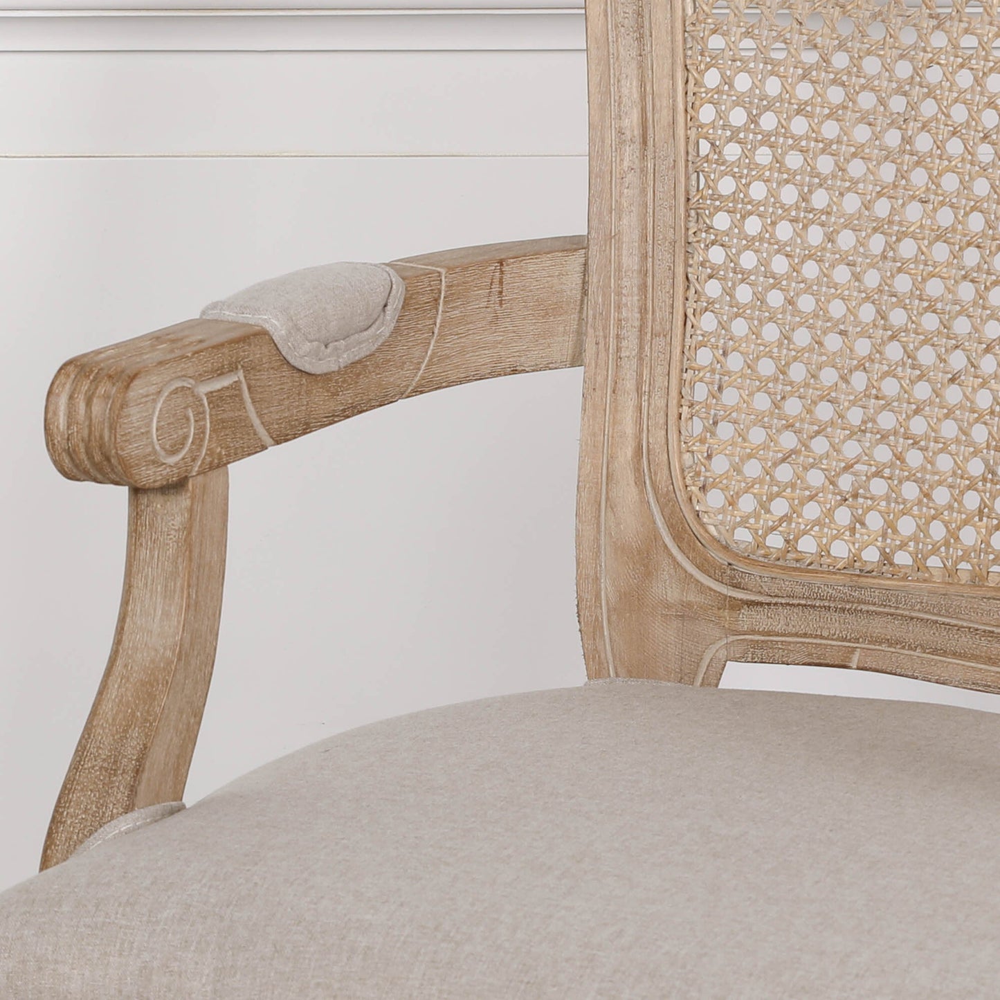 Louis-Style Birch Wood Carver Dining Armchair with Linen Seat Dining chair CasaFenix