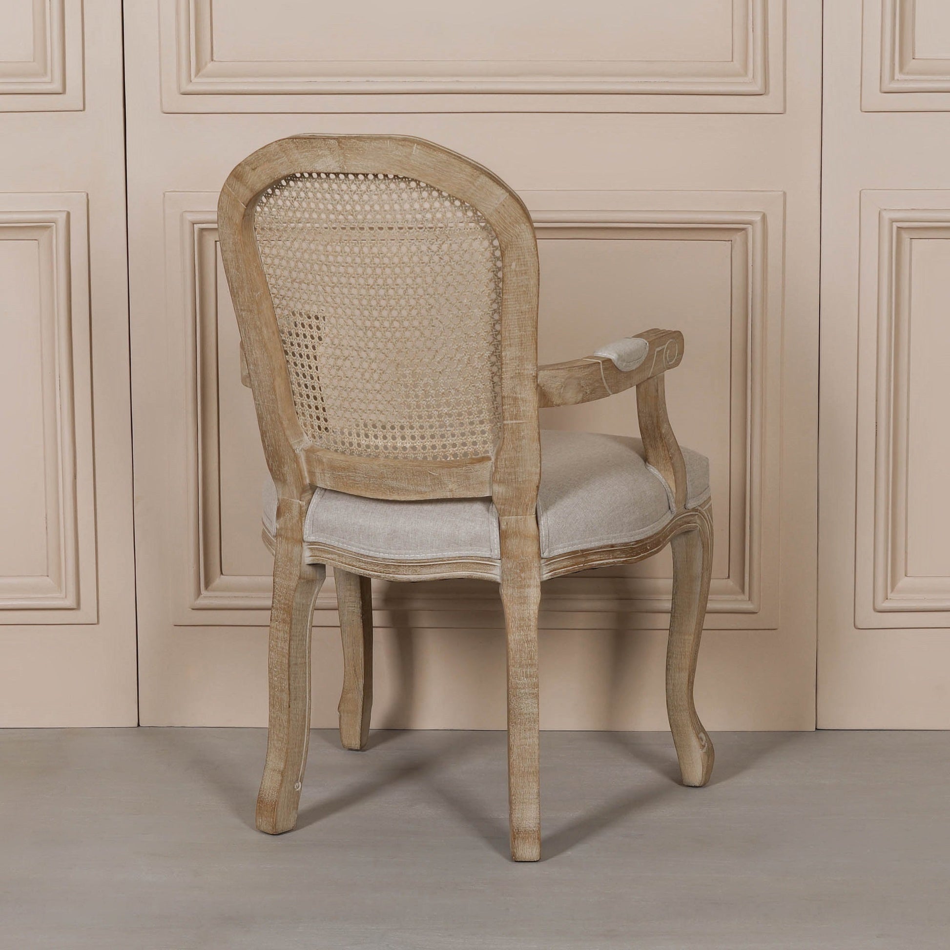 Louis-Style Birch Wood Carver Dining Armchair with Linen Seat Dining chair CasaFenix