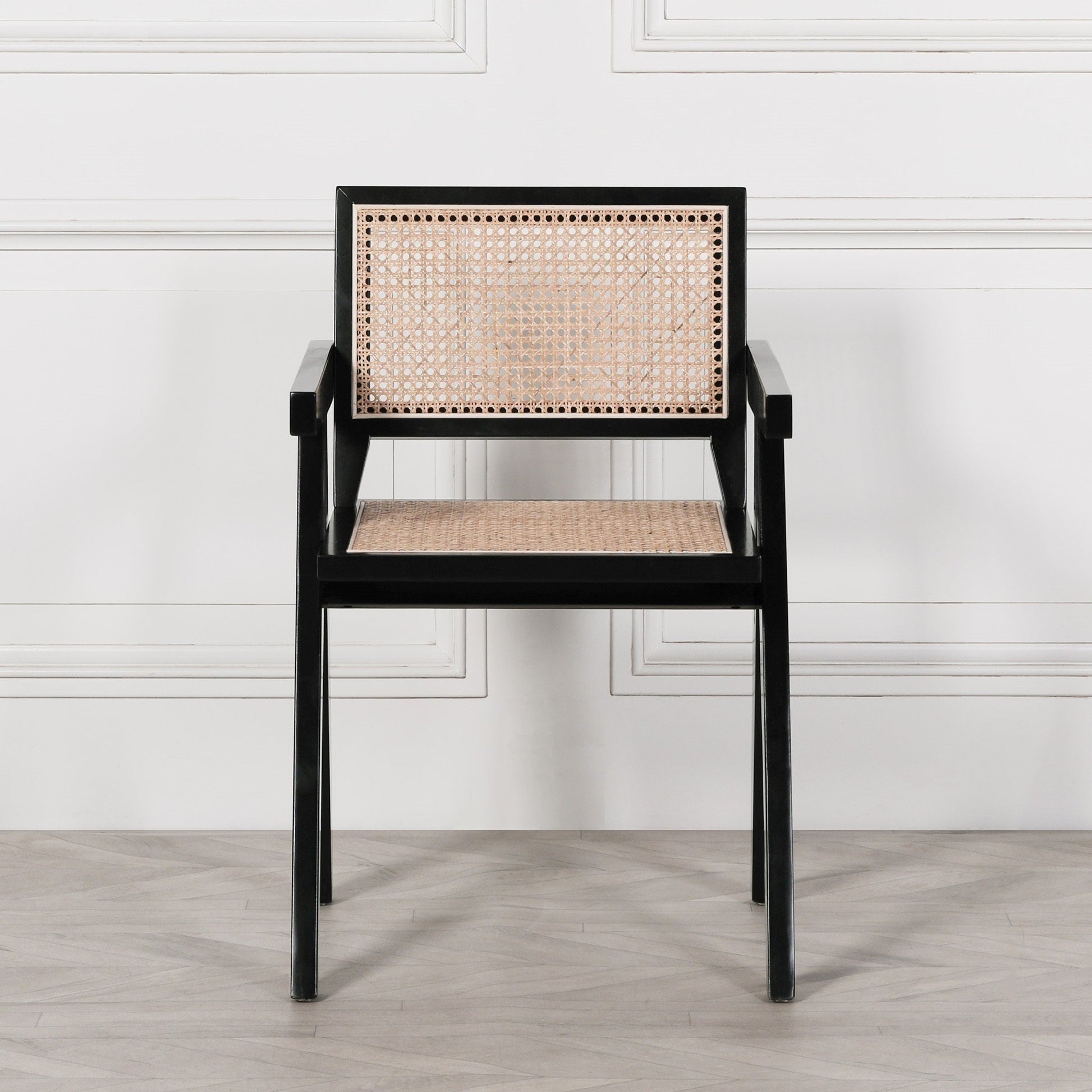 Black Painted Wooden Cane Dining Chair Beech Wood Dining chair CasaFenix