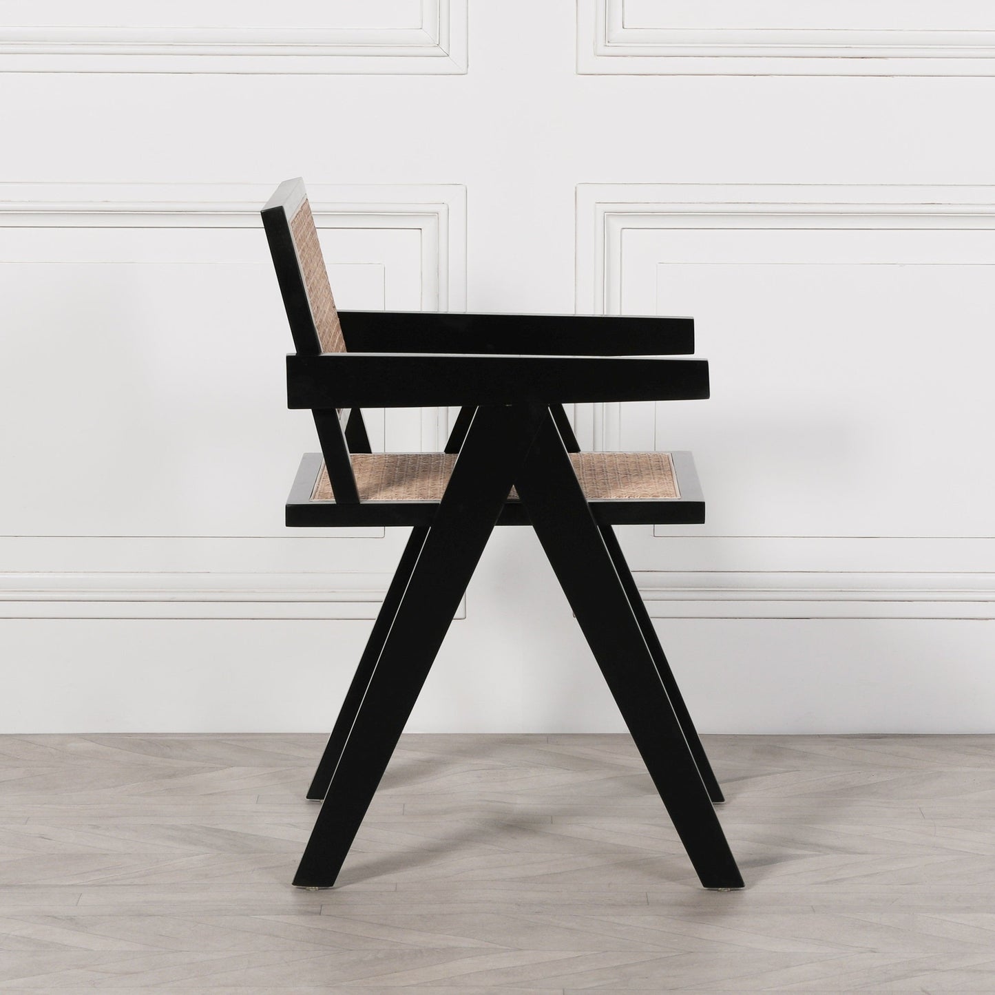 Black Painted Wooden Cane Dining Chair Beech Wood Dining chair CasaFenix