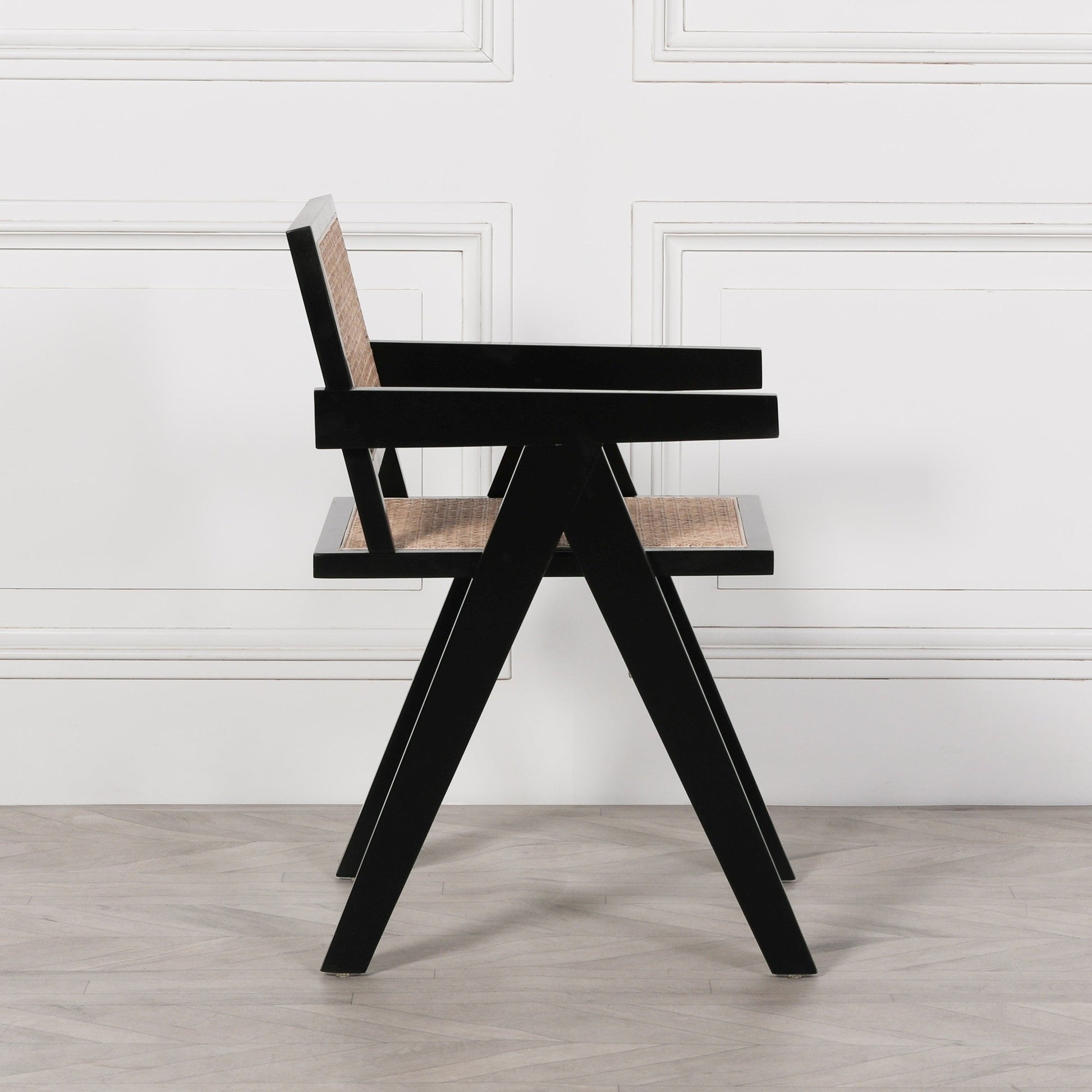 Black Painted Wooden Cane Dining Chair Beech Wood Dining chair CasaFenix