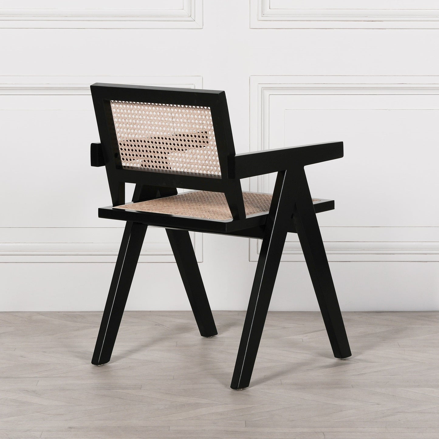 Black Painted Wooden Cane Dining Chair Beech Wood Dining chair CasaFenix