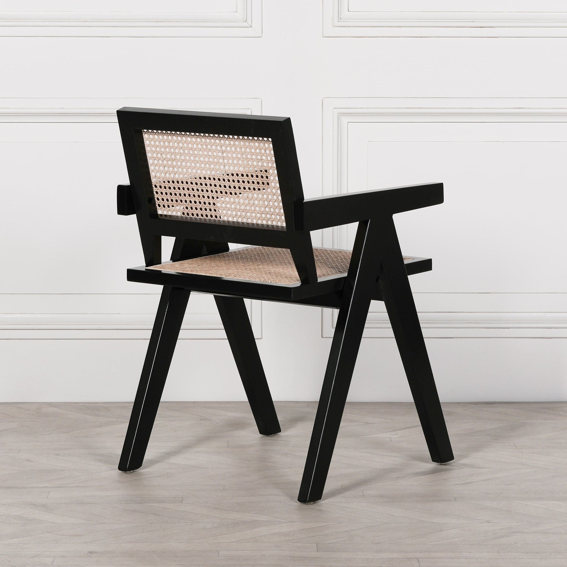 Black Painted Wooden Cane Dining Chair Beech Wood Dining chair CasaFenix