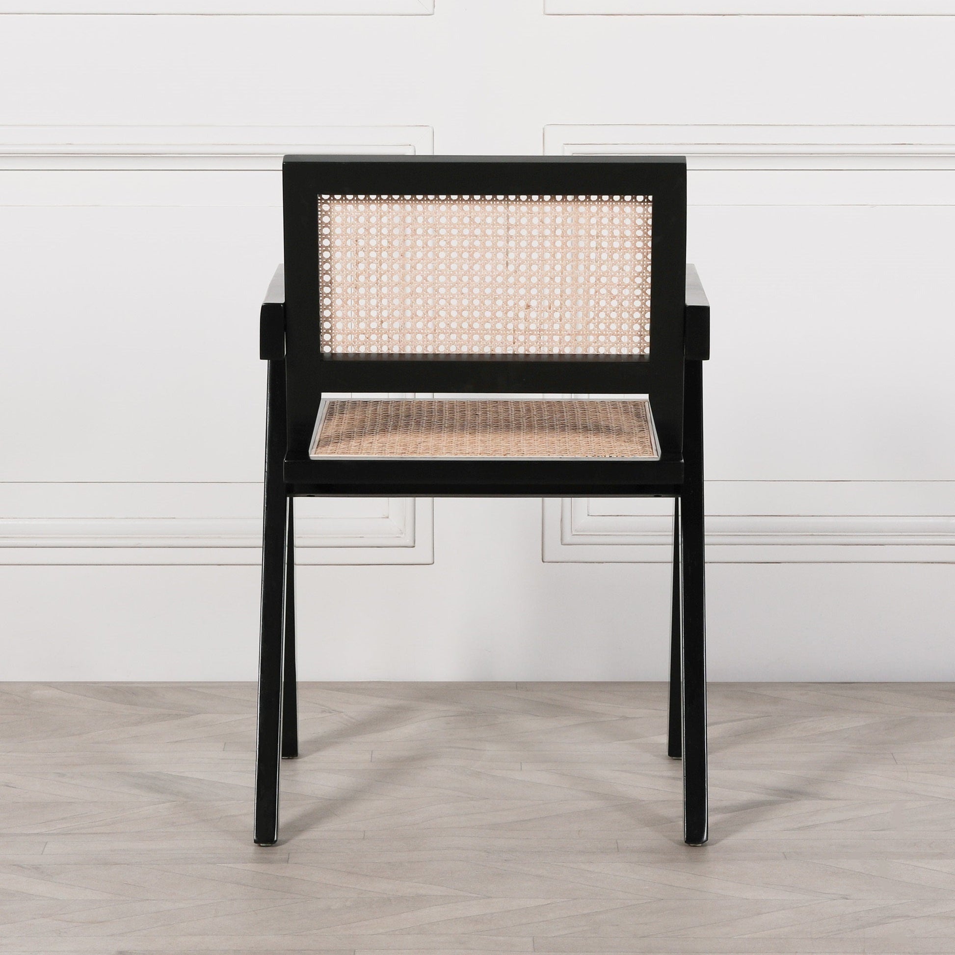 Black Painted Wooden Cane Dining Chair Beech Wood Dining chair CasaFenix
