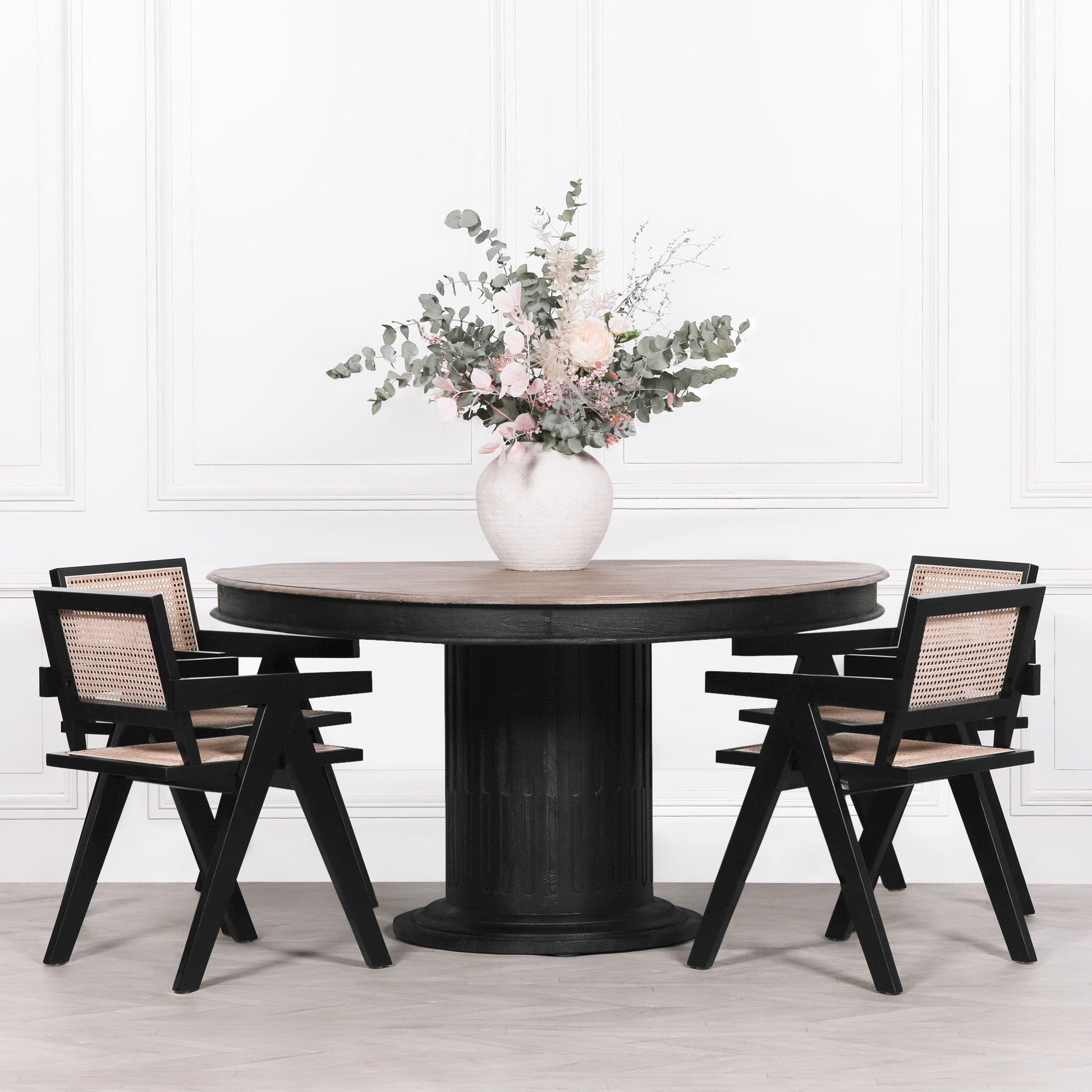 Black Painted Wooden Cane Dining Chair Beech Wood Dining chair CasaFenix