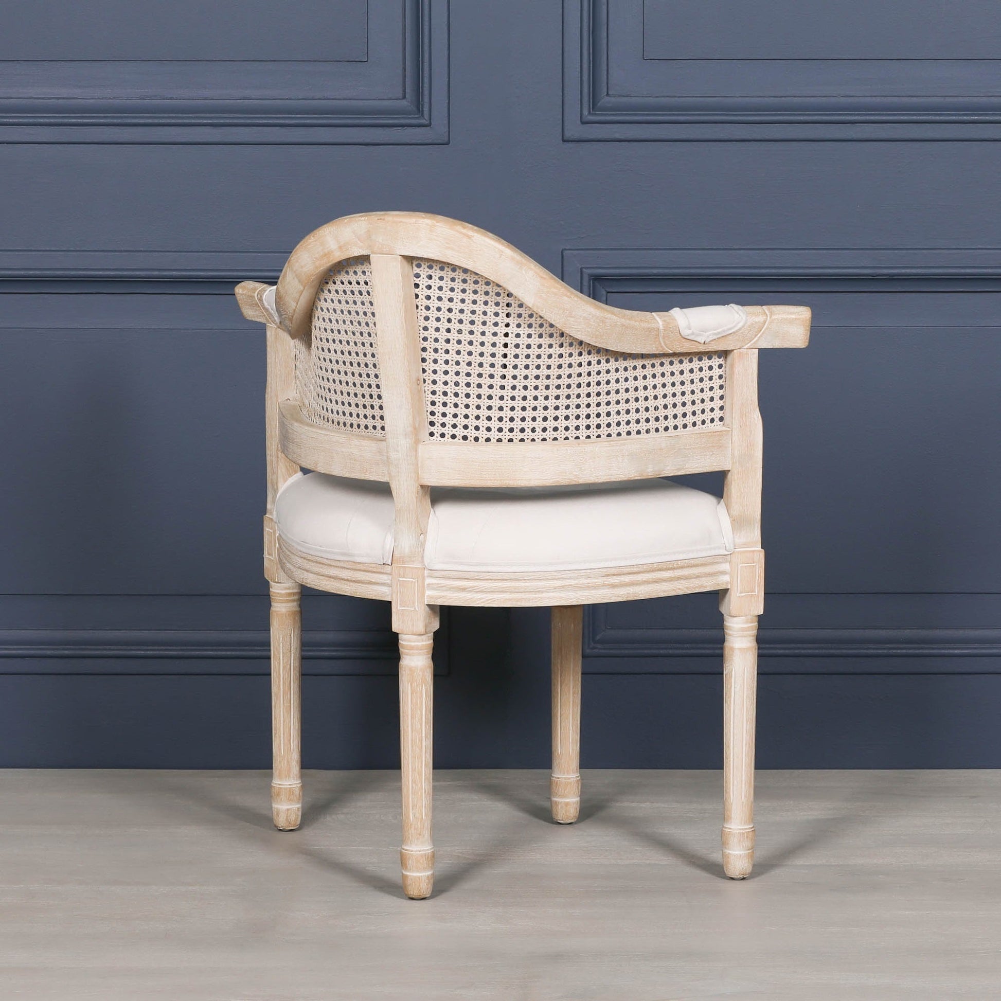 Wooden Louis Upholstered Corner Chair Birch Wood and Linen Dining chair CasaFenix