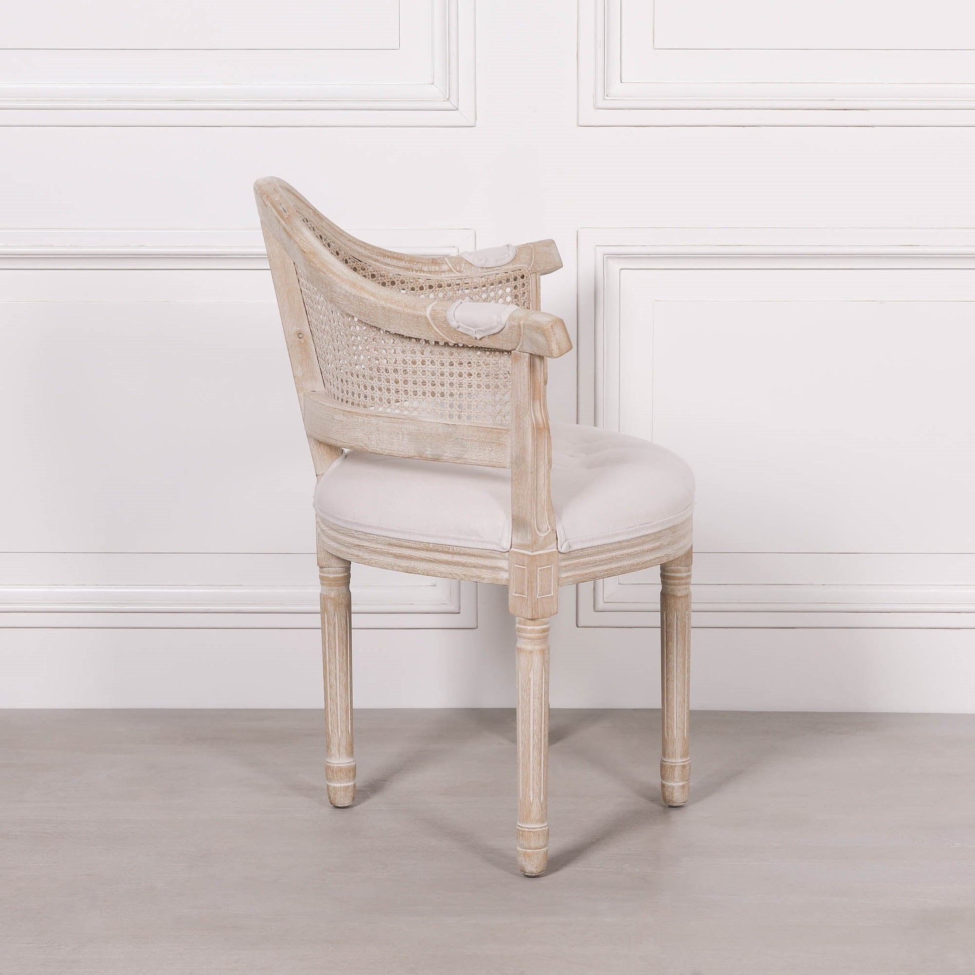 Wooden Louis Upholstered Corner Chair Birch Wood and Linen Dining chair CasaFenix