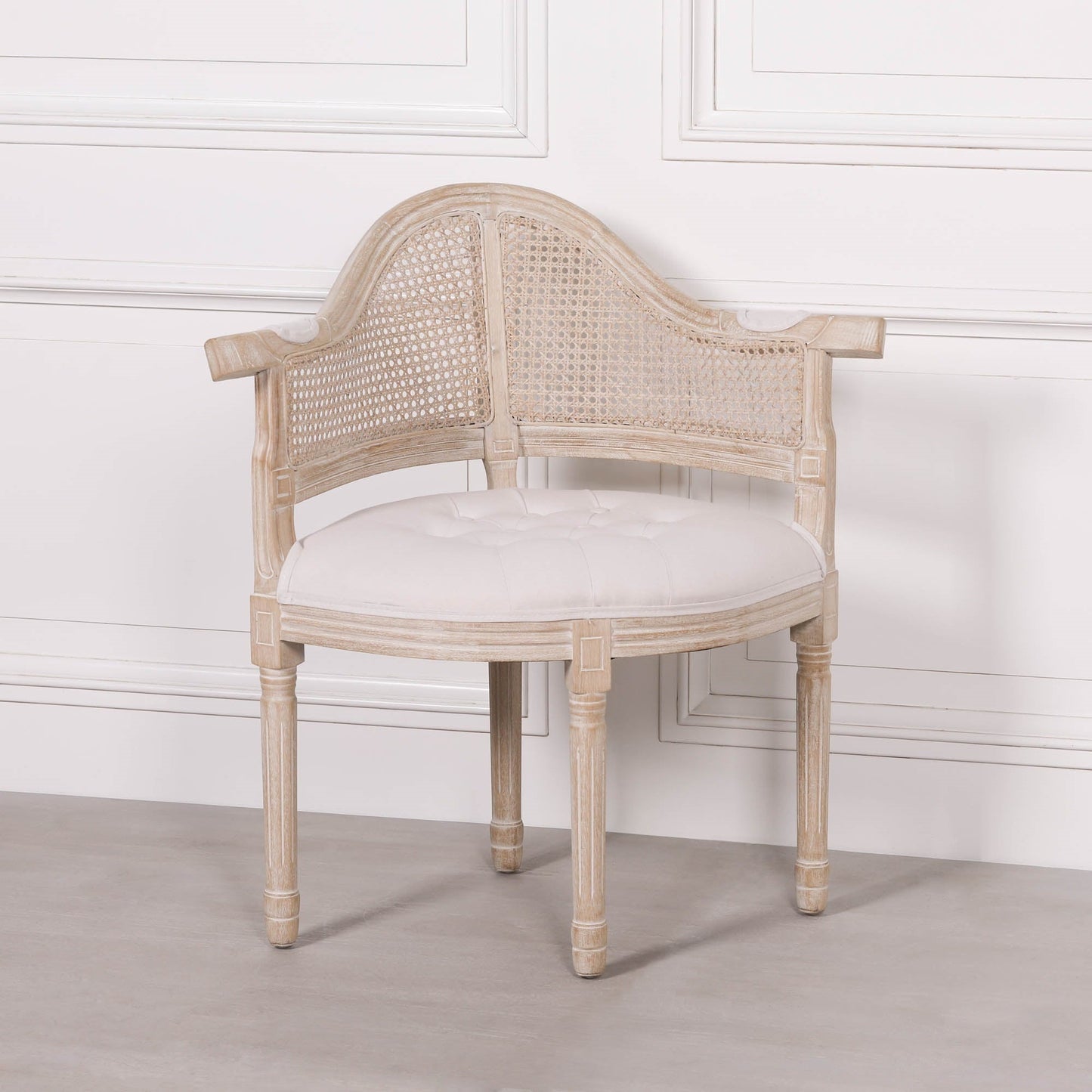 Wooden Louis Upholstered Corner Chair Birch Wood and Linen Dining chair CasaFenix