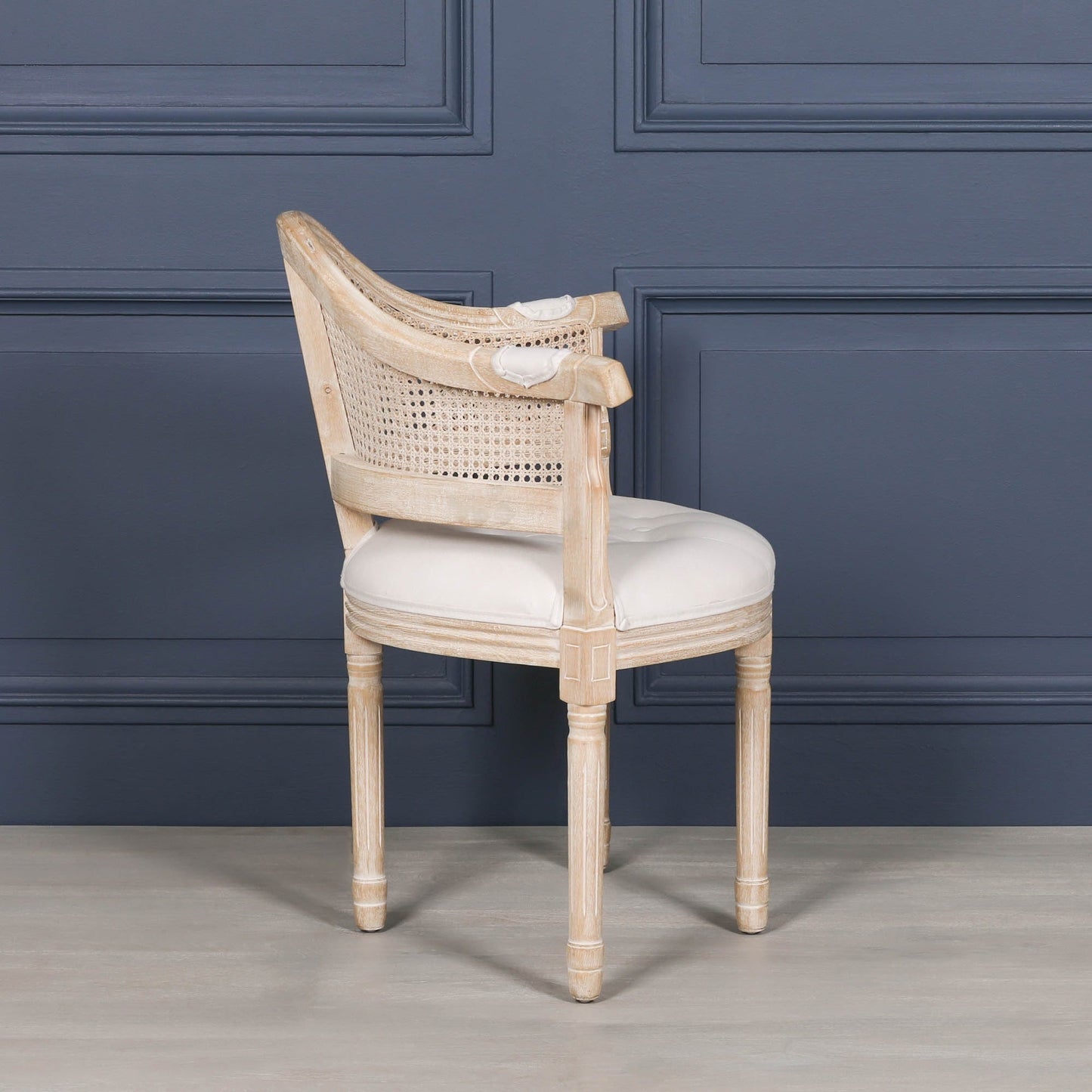 Wooden Louis Upholstered Corner Chair Birch Wood and Linen Dining chair CasaFenix