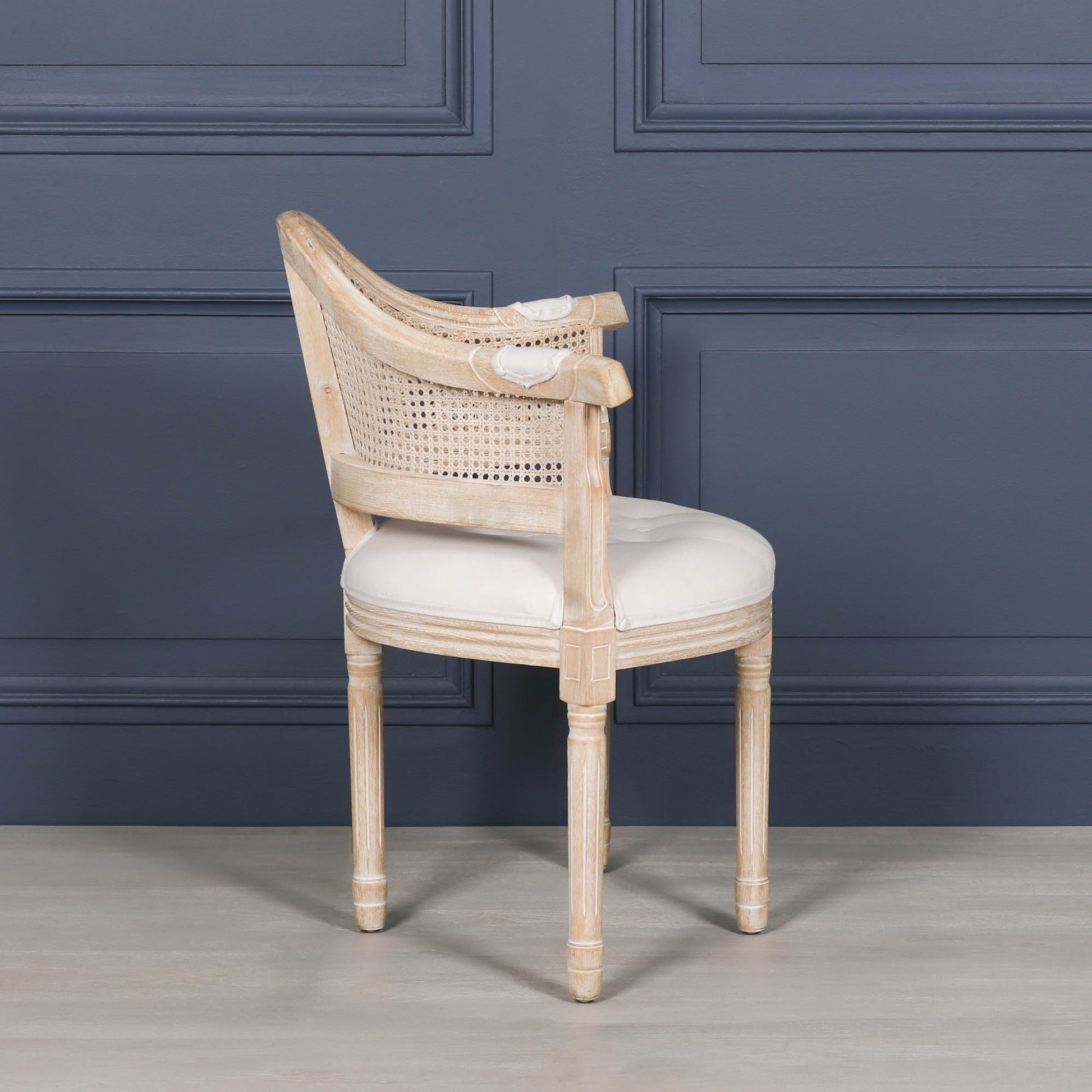 Wooden Louis Upholstered Corner Chair Birch Wood and Linen Dining chair CasaFenix