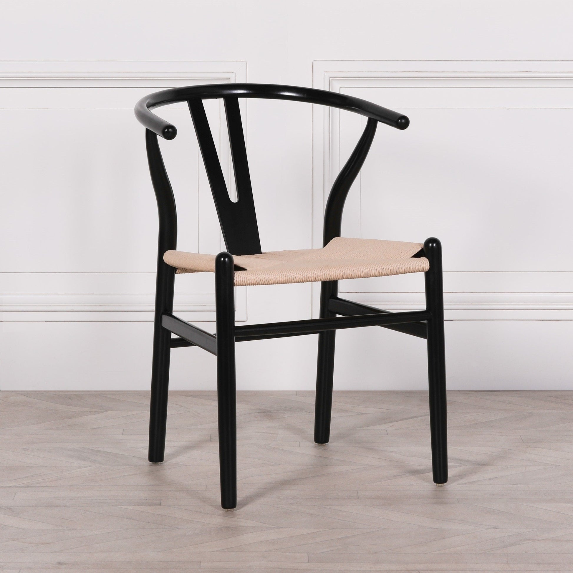 Wishbone Black Painted Wooden Dining Chair Dining chair CasaFenix