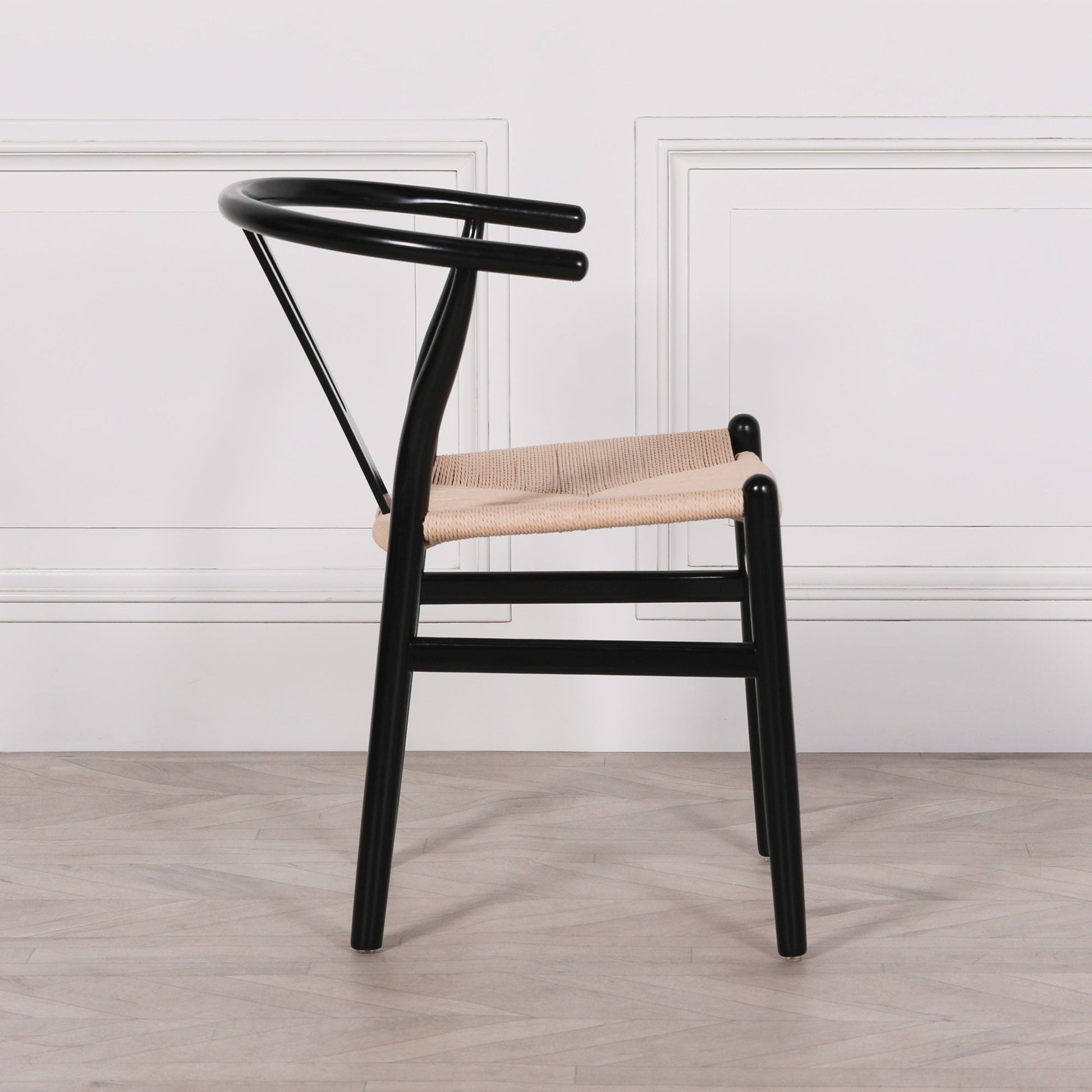 Wishbone Black Painted Wooden Dining Chair Dining chair CasaFenix