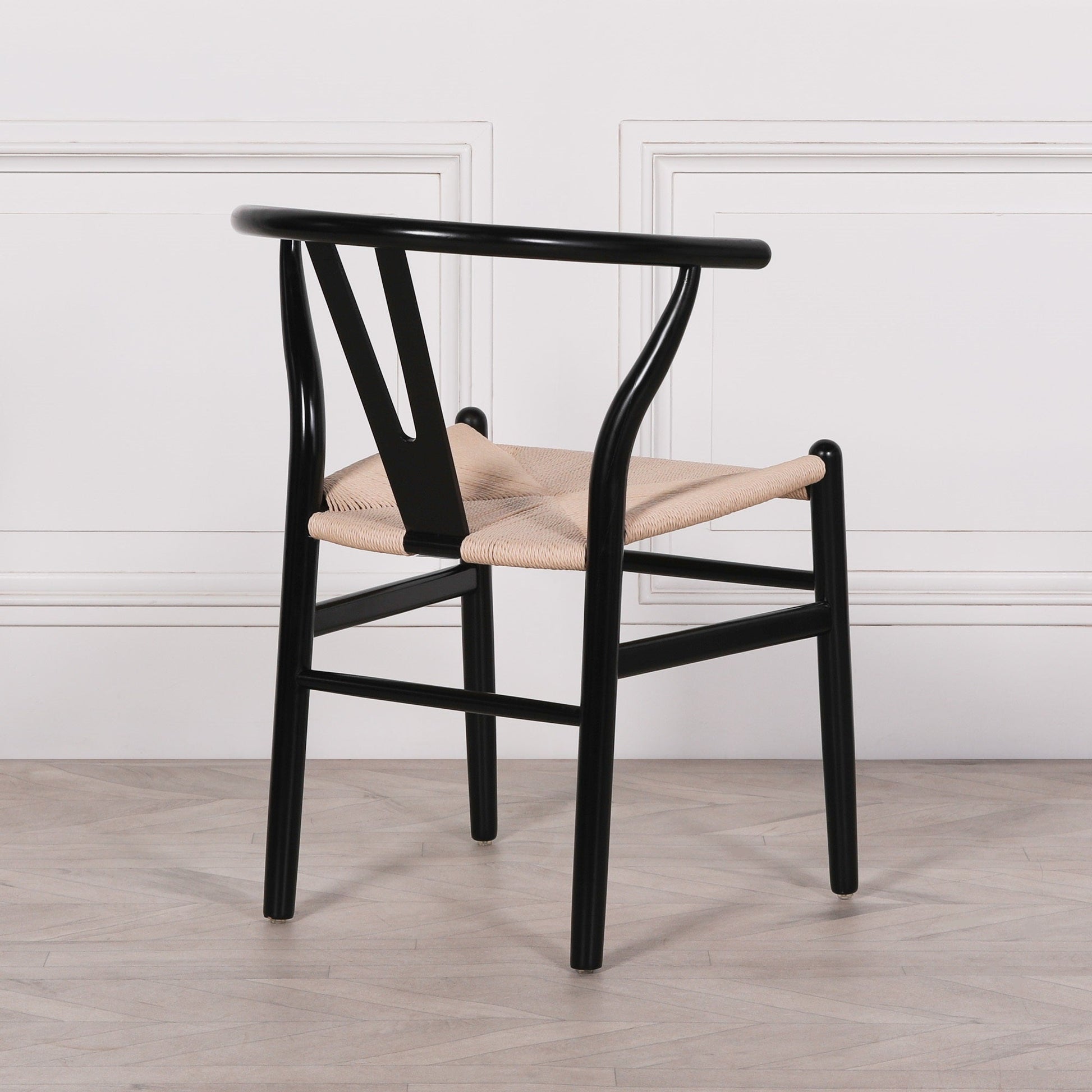 Wishbone Black Painted Wooden Dining Chair Dining chair CasaFenix