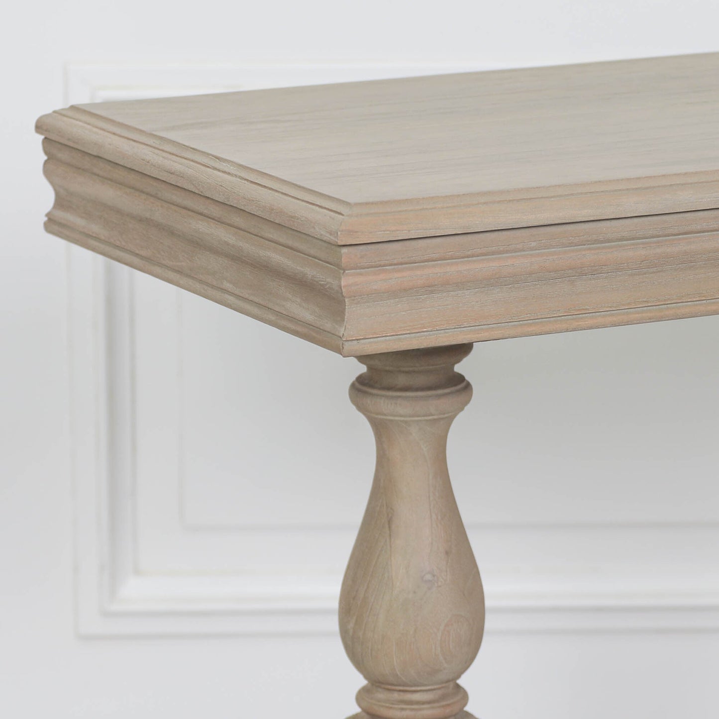 White Cedar Console Table with Carved Legs, Drawer & Thick Top in Rustic Finish — 170cm Console table CasaFenix