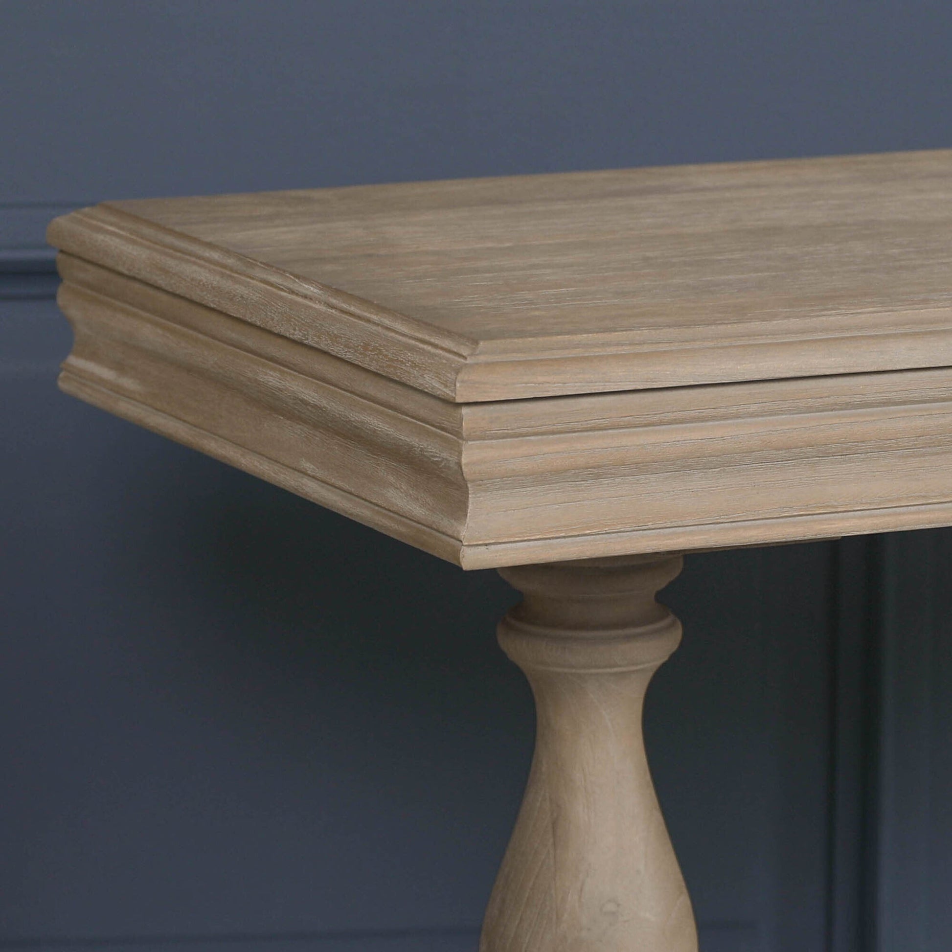 White Cedar Console Table with Carved Legs, Drawer & Thick Top in Rustic Finish — 170cm Console table CasaFenix