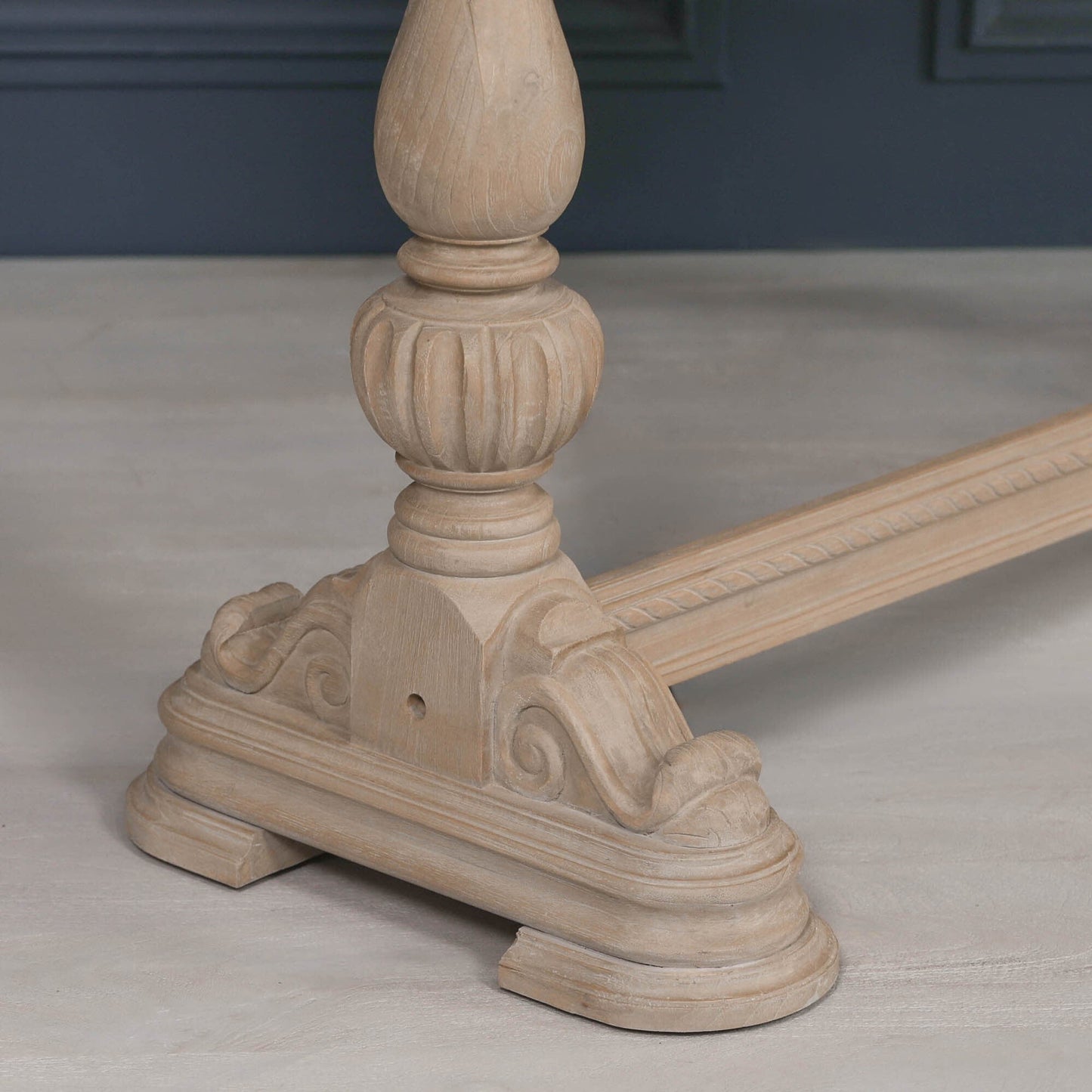 White Cedar Console Table with Carved Legs, Drawer & Thick Top in Rustic Finish — 170cm Console table CasaFenix