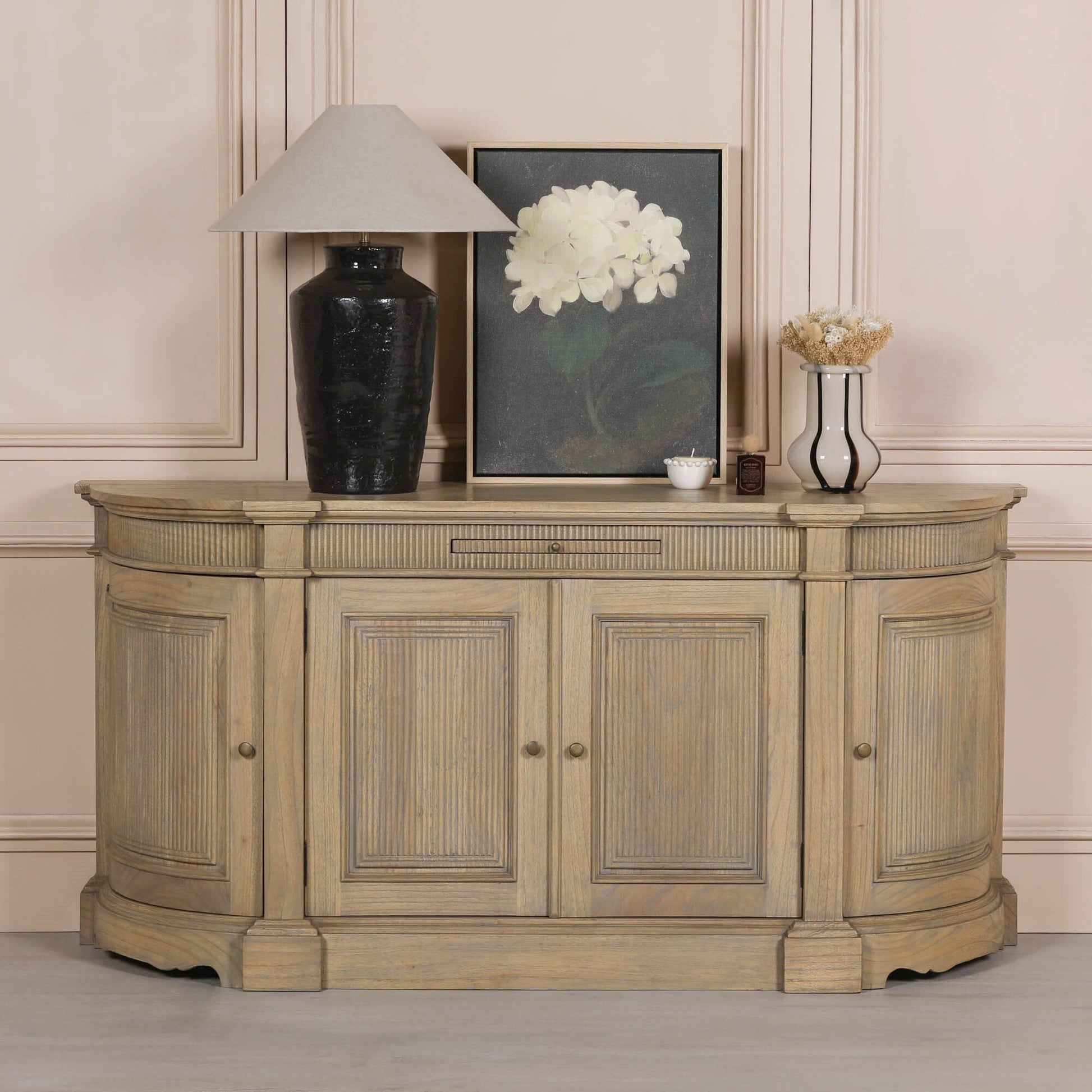 Rustic Wooden Fluted Buffet Sideboard Buffets & Sideboards CasaFenix