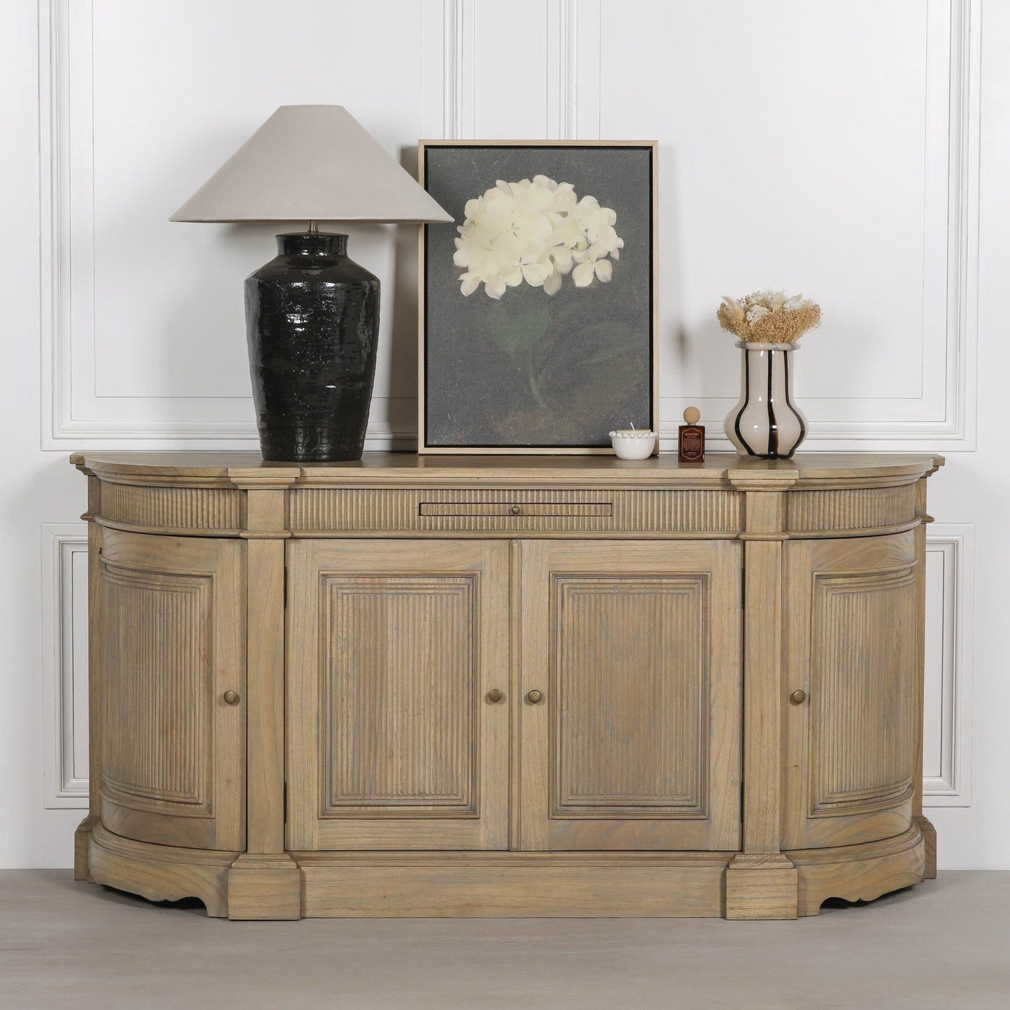 Rustic Wooden Fluted Buffet Sideboard Buffets & Sideboards CasaFenix