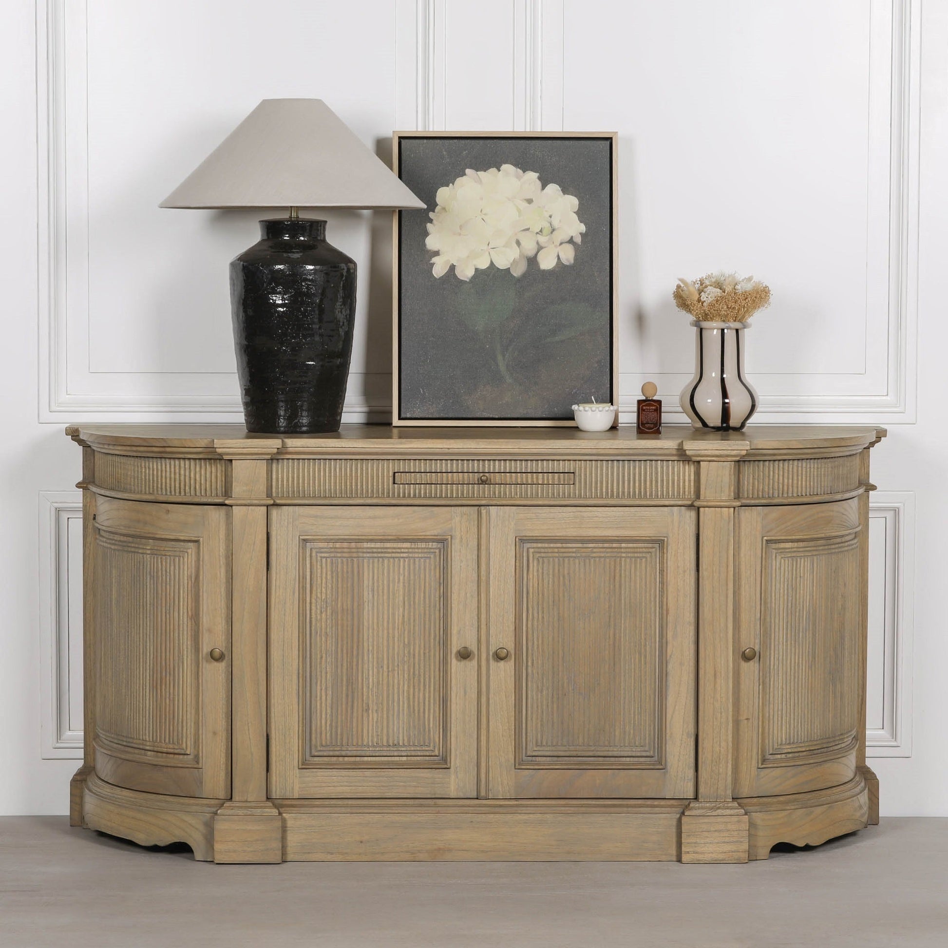 Rustic Wooden Fluted Buffet Sideboard Buffets & Sideboards CasaFenix