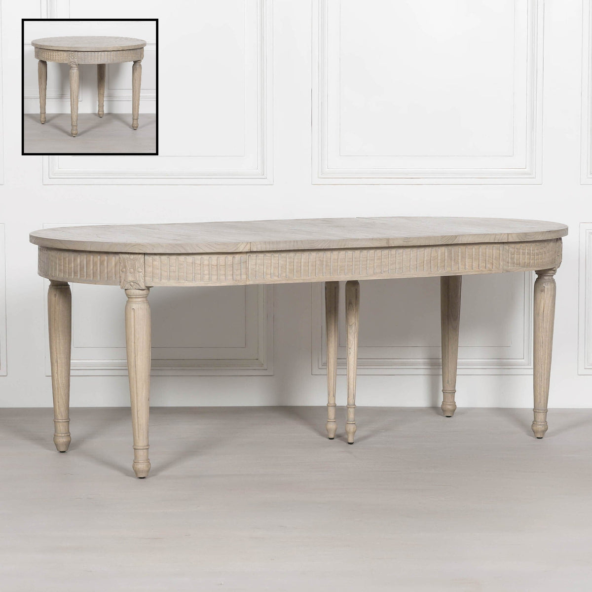 White Cedar Extendable Dining Table 100cm to 199cm Rustic Carved Detail Dining table CasaFenix