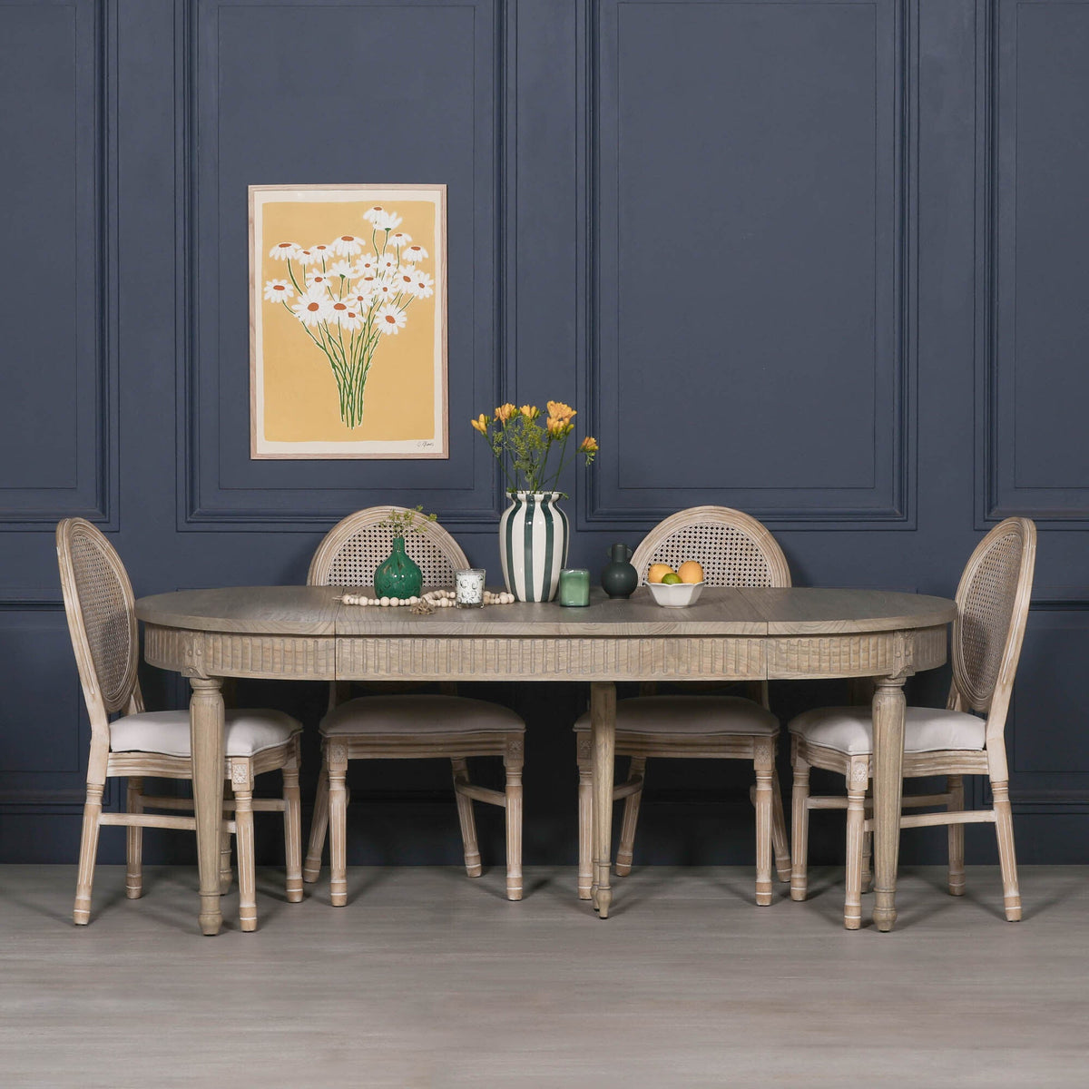 White Cedar Extendable Dining Table 100cm to 199cm Rustic Carved Detail Dining table CasaFenix