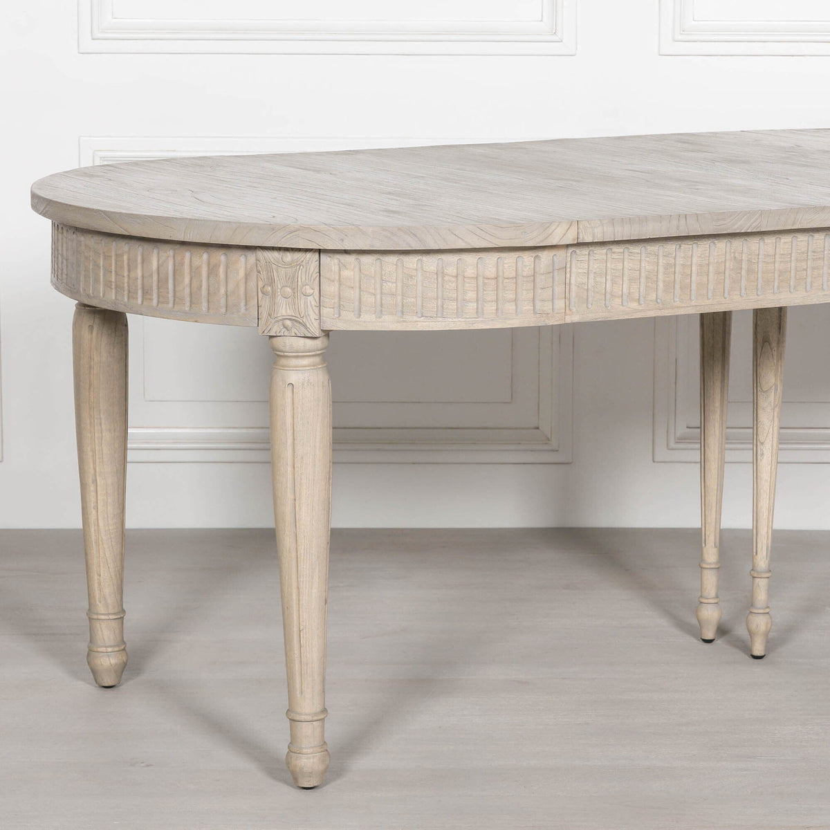 White Cedar Extendable Dining Table 100cm to 199cm Rustic Carved Detail Dining table CasaFenix