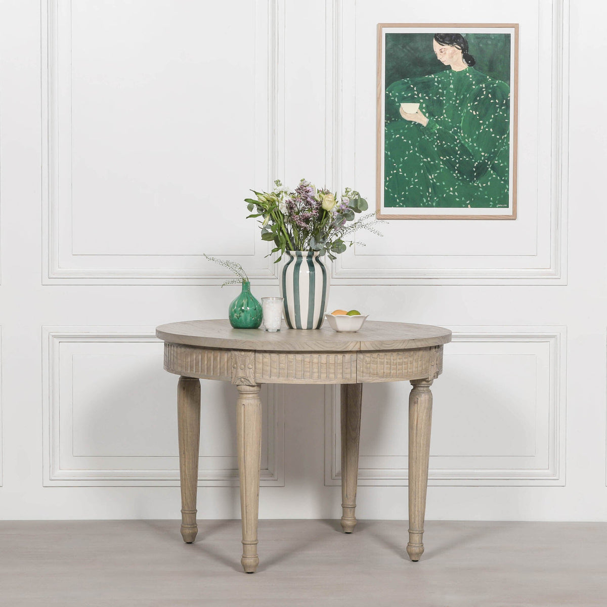 White Cedar Extendable Dining Table 100cm to 199cm Rustic Carved Detail Dining table CasaFenix