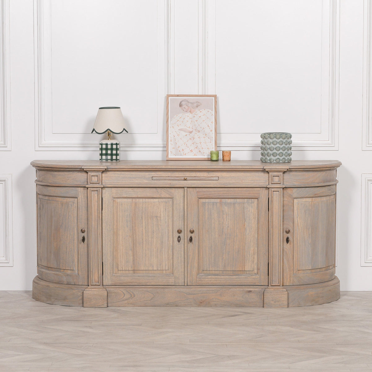 White Cedar French-Style Buffet Sideboard 195.5cm Rustic Carved Detail Buffets & Sideboards CasaFenix