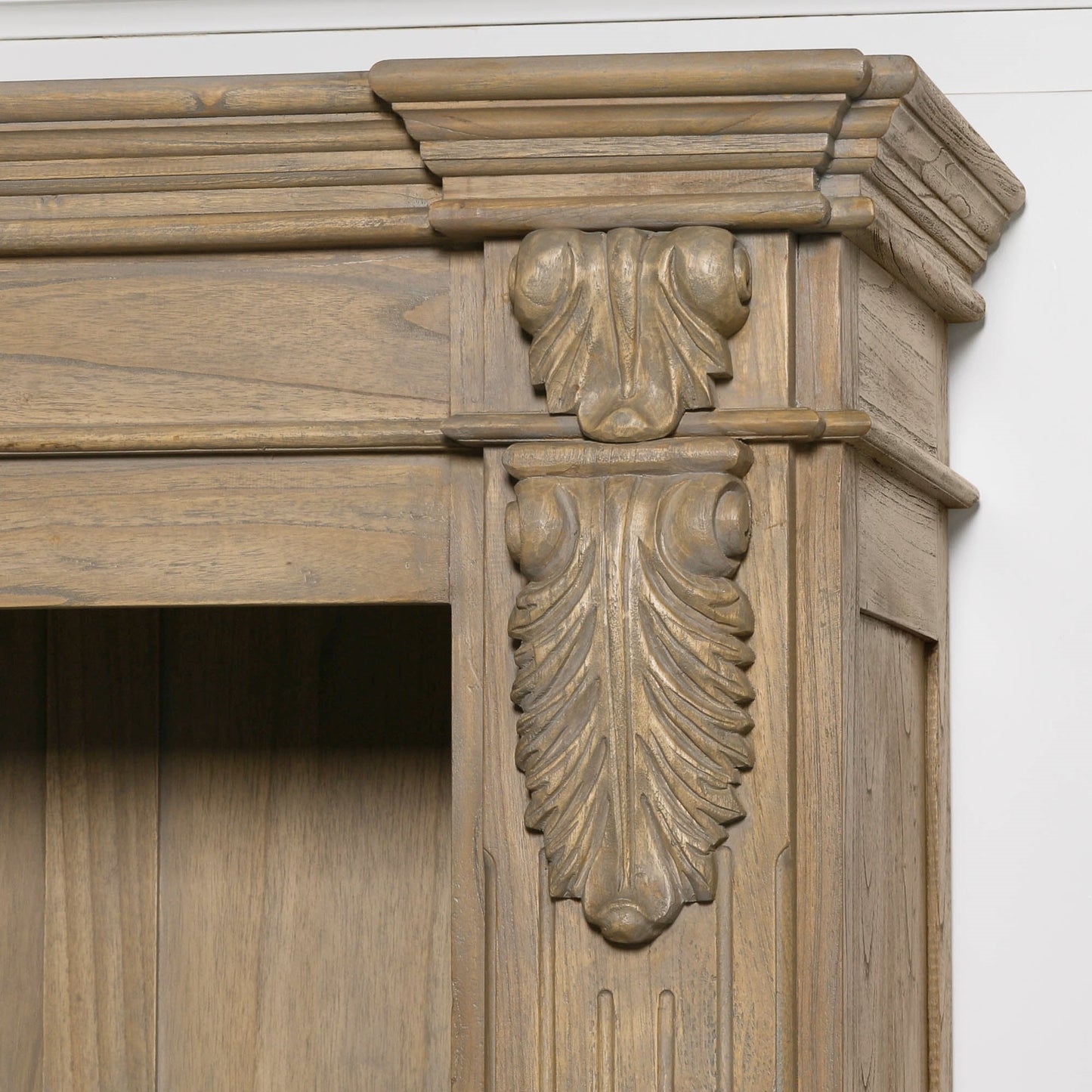 Large Rustic Open Bookcase White Cedar Wood H221 x W159 x D47.5cm Display Cabinet CasaFenix