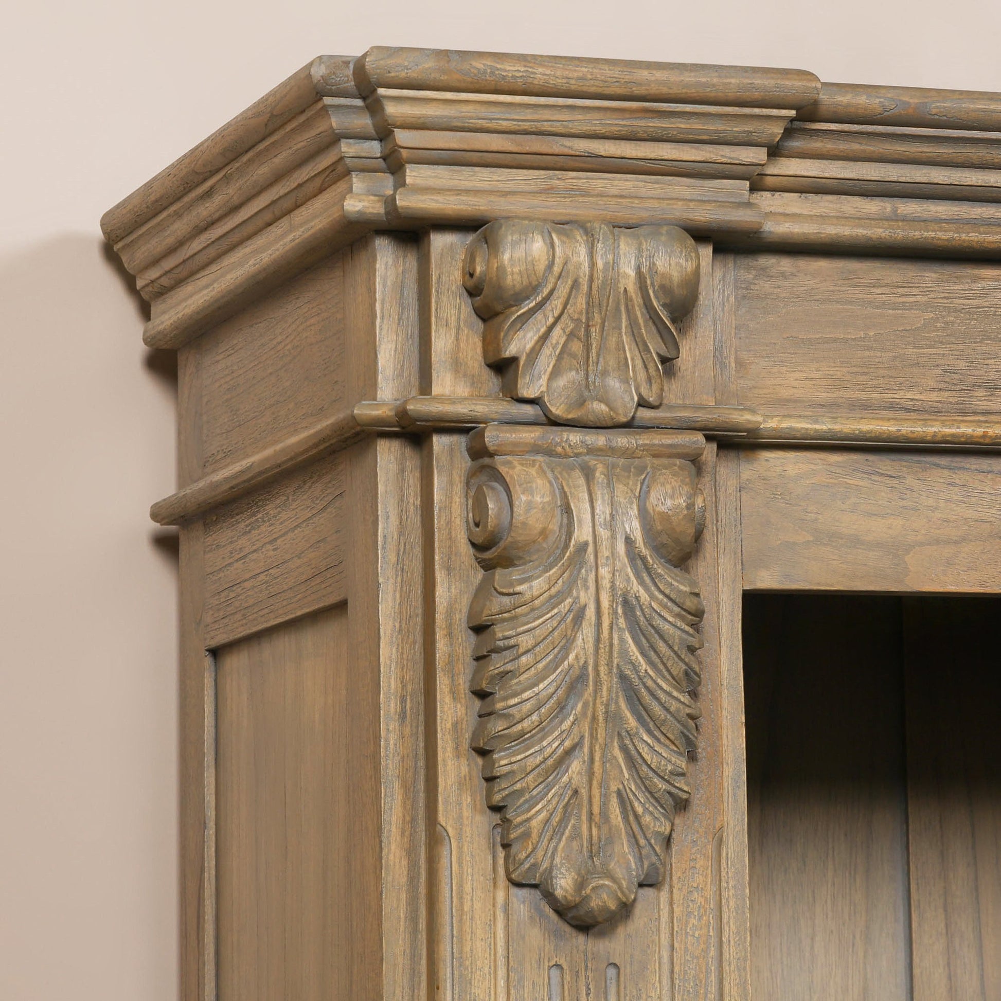Large Rustic Open Bookcase White Cedar Wood H221 x W159 x D47.5cm Display Cabinet CasaFenix