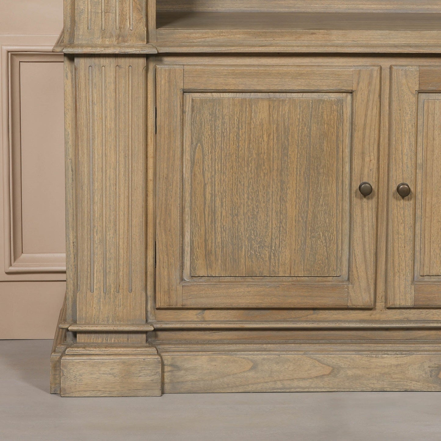 Large Rustic Open Bookcase White Cedar Wood H221 x W159 x D47.5cm Display Cabinet CasaFenix