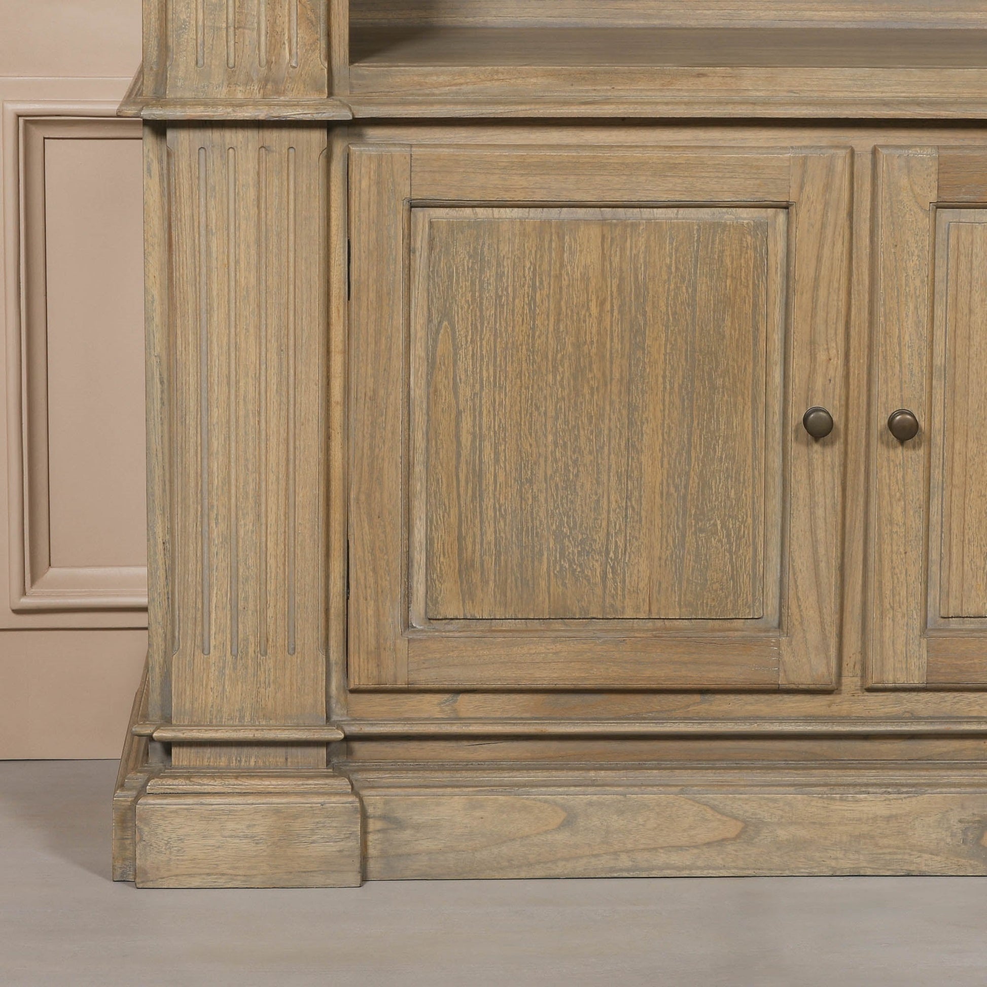 Large Rustic Open Bookcase White Cedar Wood H221 x W159 x D47.5cm Display Cabinet CasaFenix