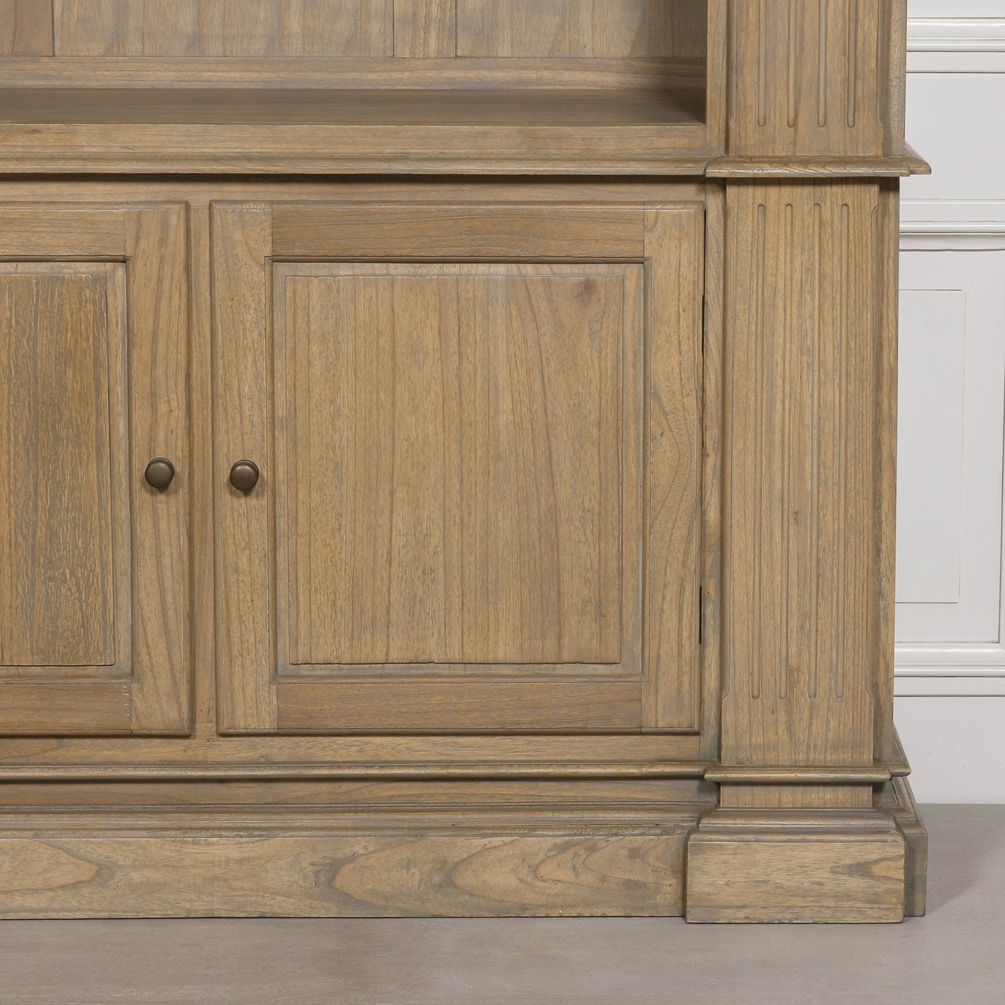 Large Rustic Open Bookcase White Cedar Wood H221 x W159 x D47.5cm Display Cabinet CasaFenix