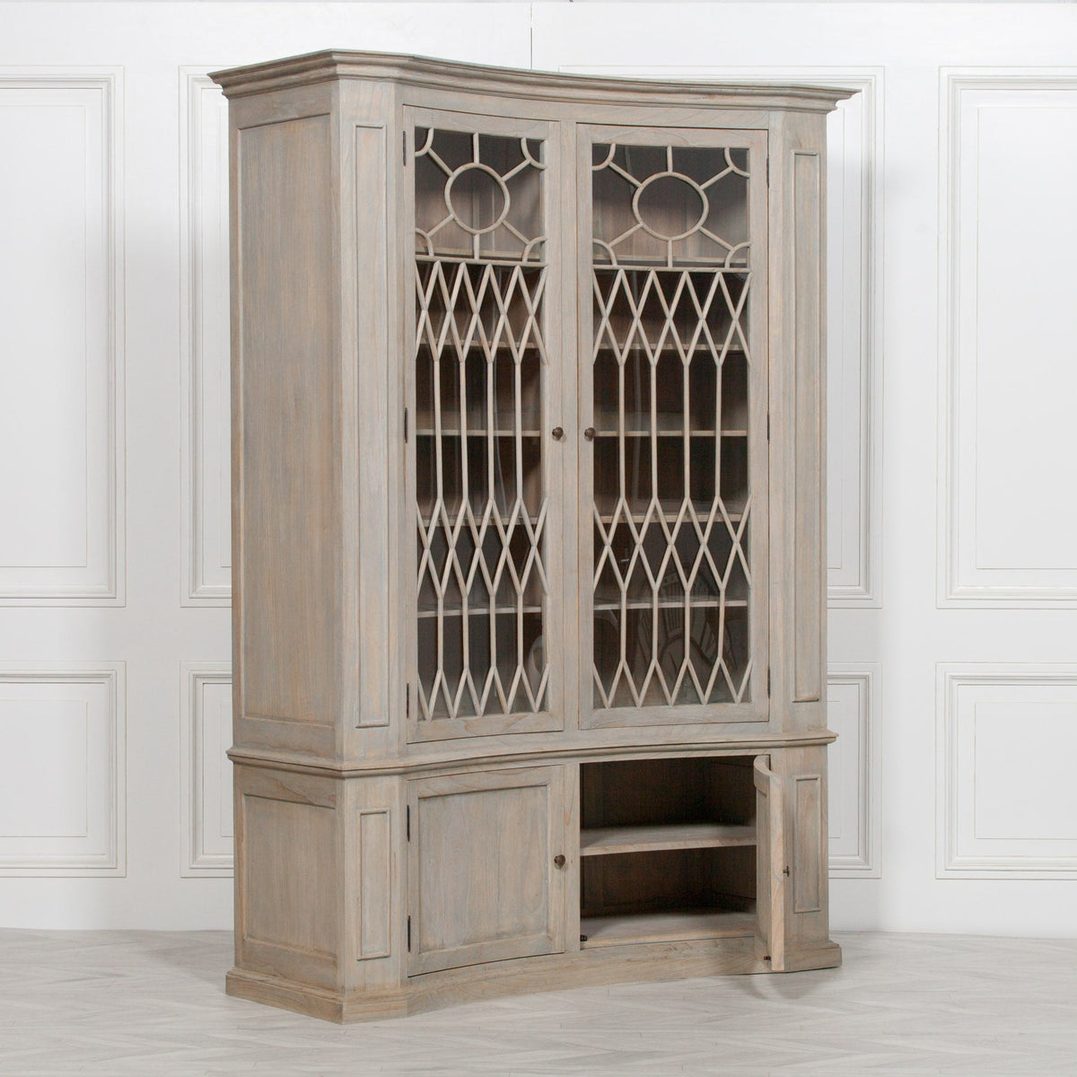 Concave Wooden Display Cabinet Display Cabinet CasaFenix