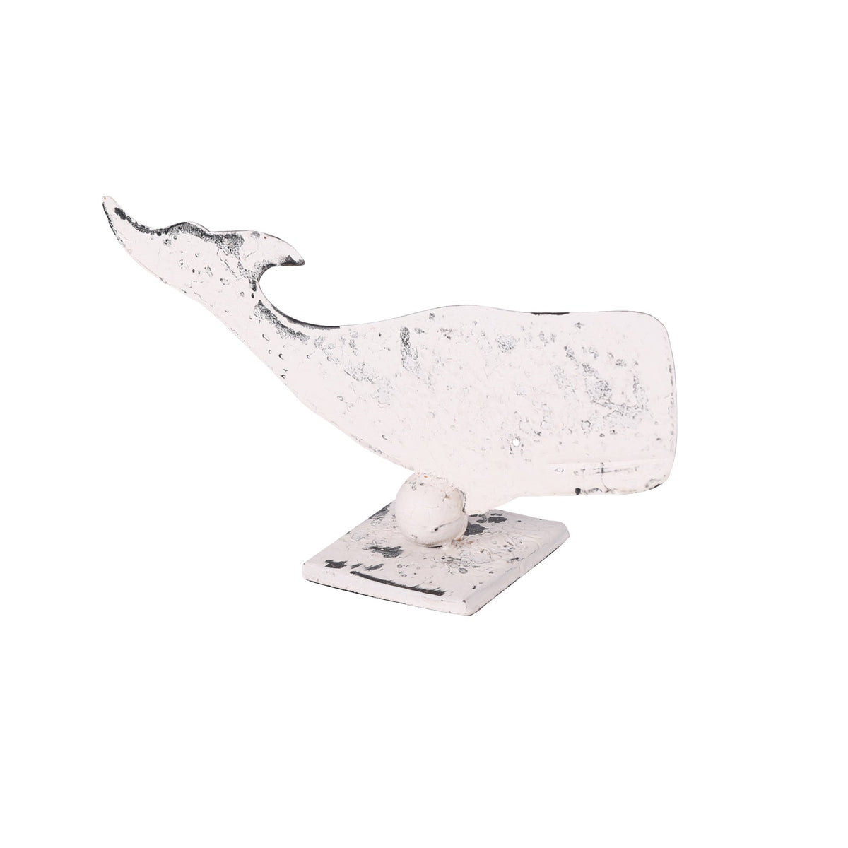 Nautical Whale Ornament on Stand | Rustic White Iron | 34cm Ornament CasaFenix