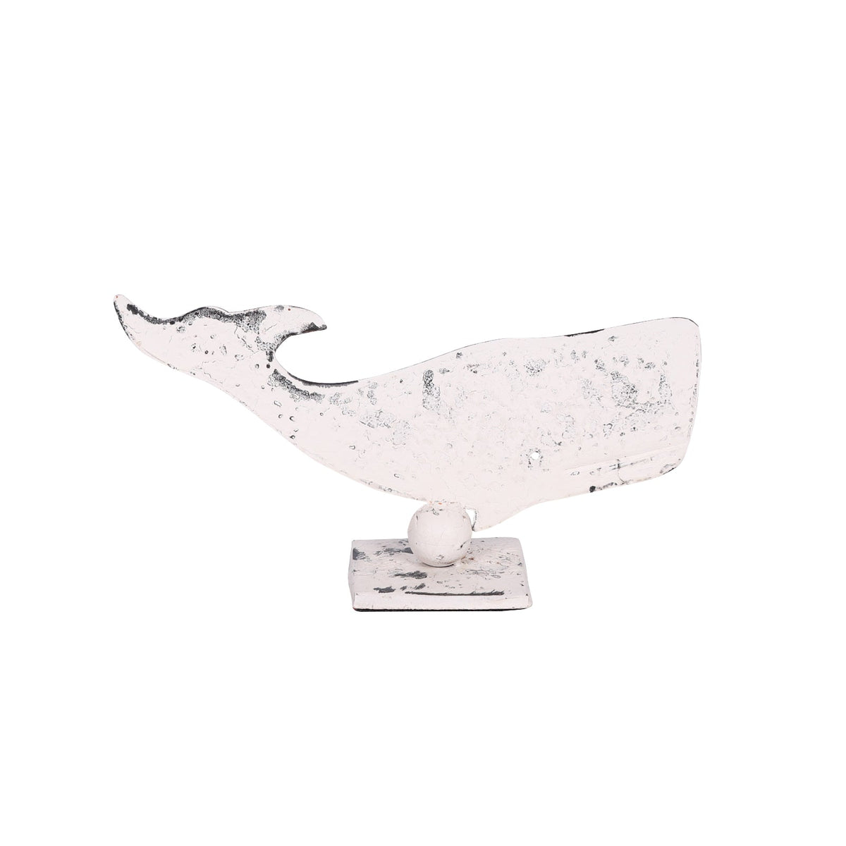 Nautical Whale Ornament on Stand | Rustic White Iron | 34cm Ornament CasaFenix