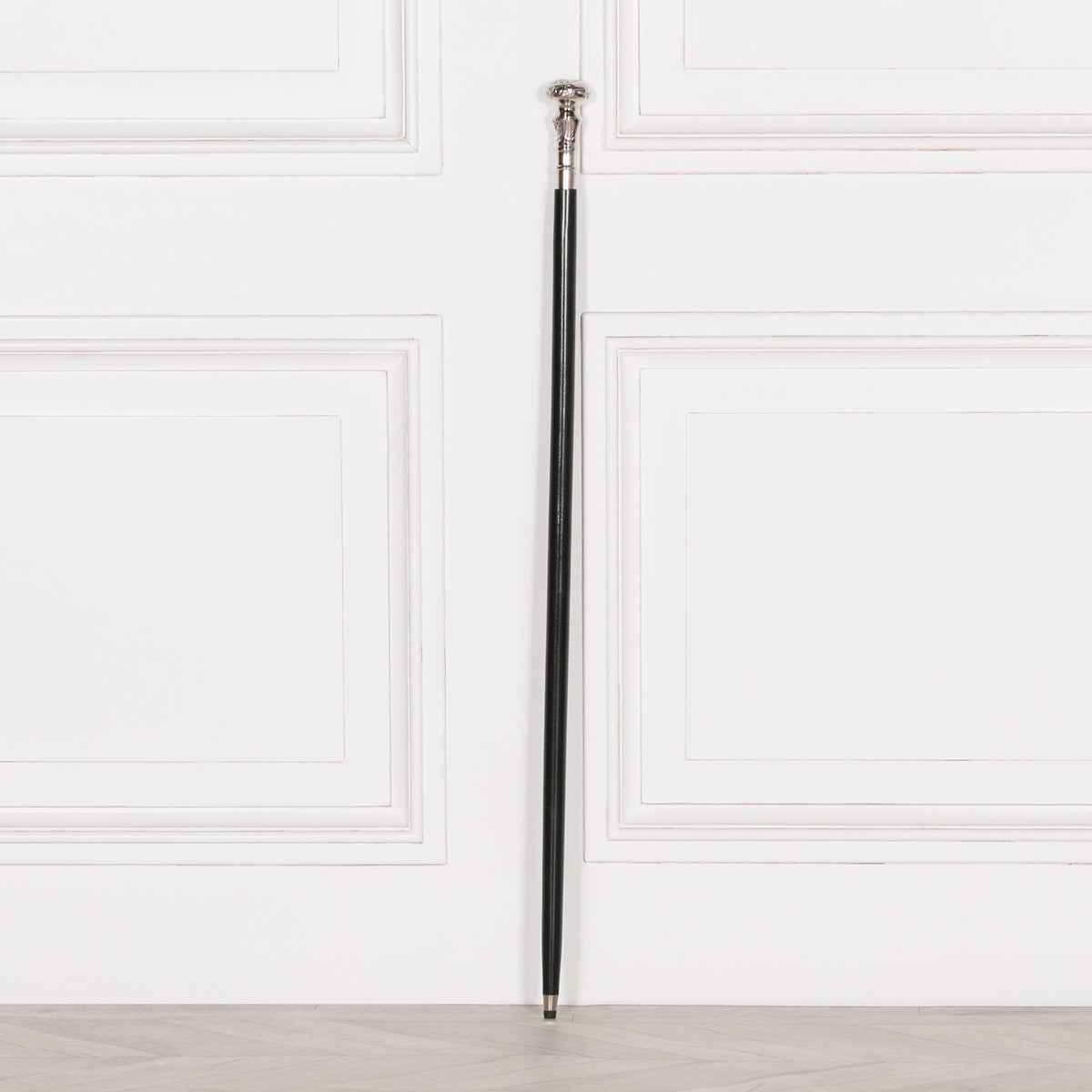 Victorian Style Walking Stick | Black Mango Wood & Nickel-Plated Brass Handle Walking Stick CasaFenix