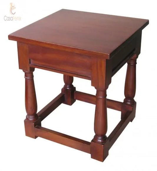 Wooden Top Dressing Table Stool Antique Reproduction Solid Mahogany CasaFenix