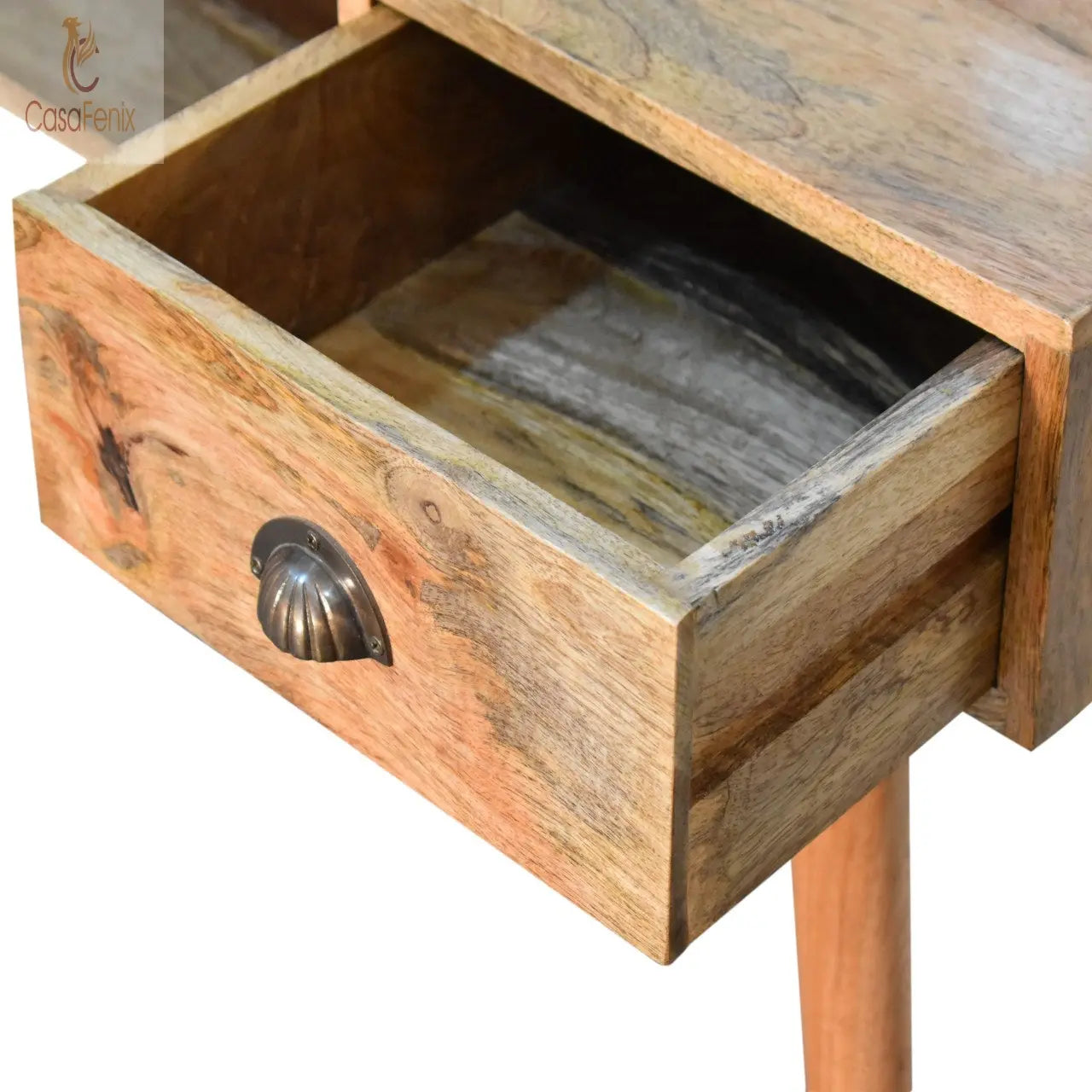 Writing Desk with Open Slot and Cable Access  UK electric and USB sockets 1 Drawer Solid Mango Wood - CasaFenix