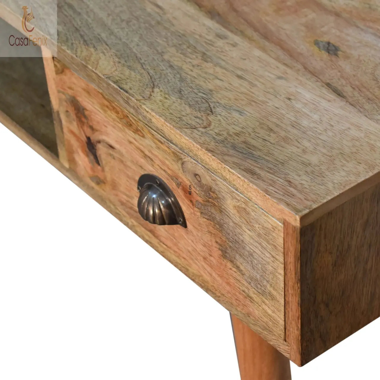 Writing Desk with Open Slot and Cable Access  UK electric and USB sockets 1 Drawer Solid Mango Wood - CasaFenix