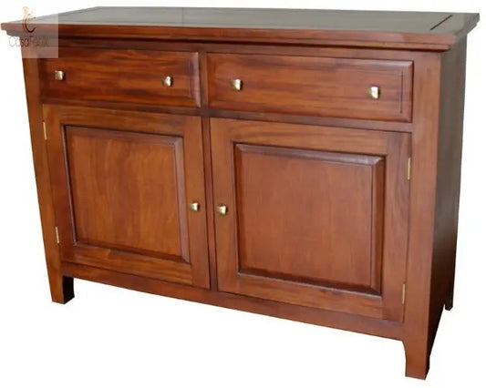 Yorke Contemporary Collection Sideboard 2 Door Cupboard 2 Drawer Solid Mahogany - CasaFenix