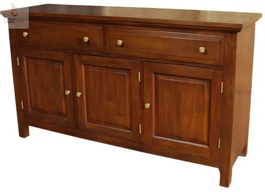 Yorke Contemporary Collection Sideboard 3 Door Cupboard 2 Drawer Solid Mahogany - CasaFenix