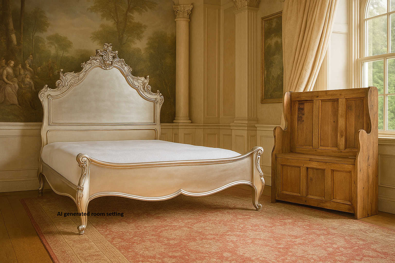French Style Mahogany Carved Bird Design Beautiful Bed Beds & Bed Frames CasaFenix