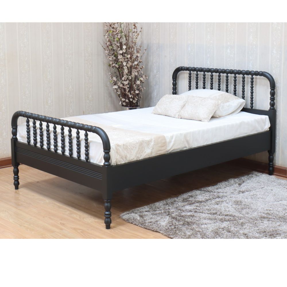 Carved Curve & Ball Solid Mahogany Bed. Farrow & Ball colour match of your choice. Beds & Bed Frames CasaFenix