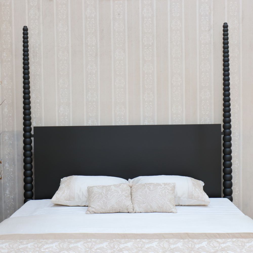 Carved Curve & Ball Solid Mahogany Four Post Bed. Farrow & Ball colour match of your choice Beds & Bed Frames CasaFenix