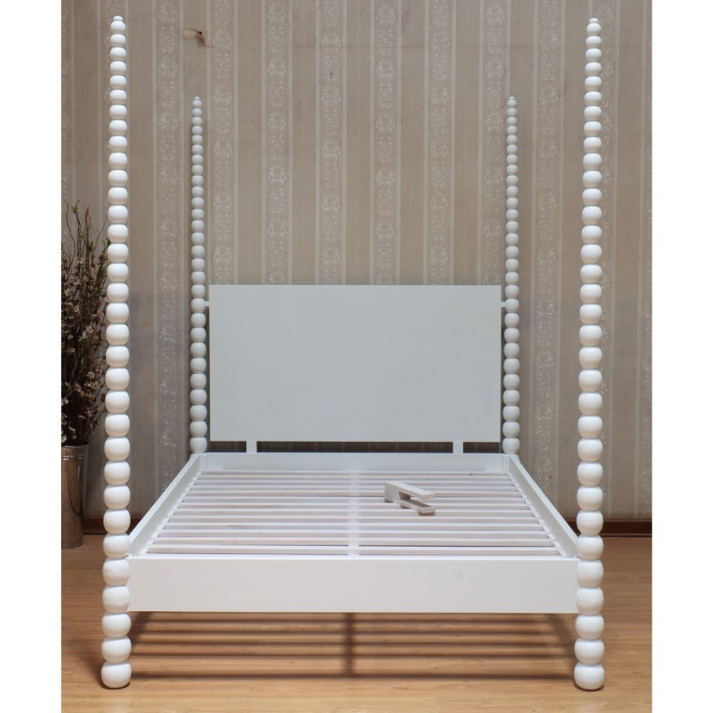 Carved Curve & Ball Solid Mahogany Four Post Bed. Farrow & Ball colour match of your choice Beds & Bed Frames CasaFenix