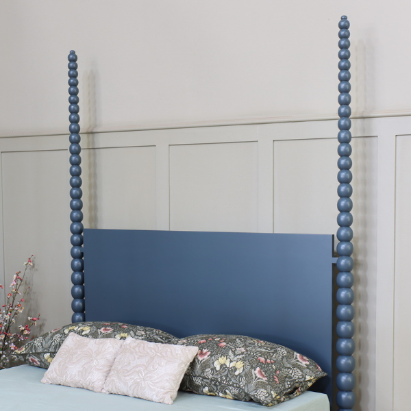 Carved Curve & Ball Solid Mahogany Four Post Bed. Farrow & Ball colour match of your choice Beds & Bed Frames CasaFenix