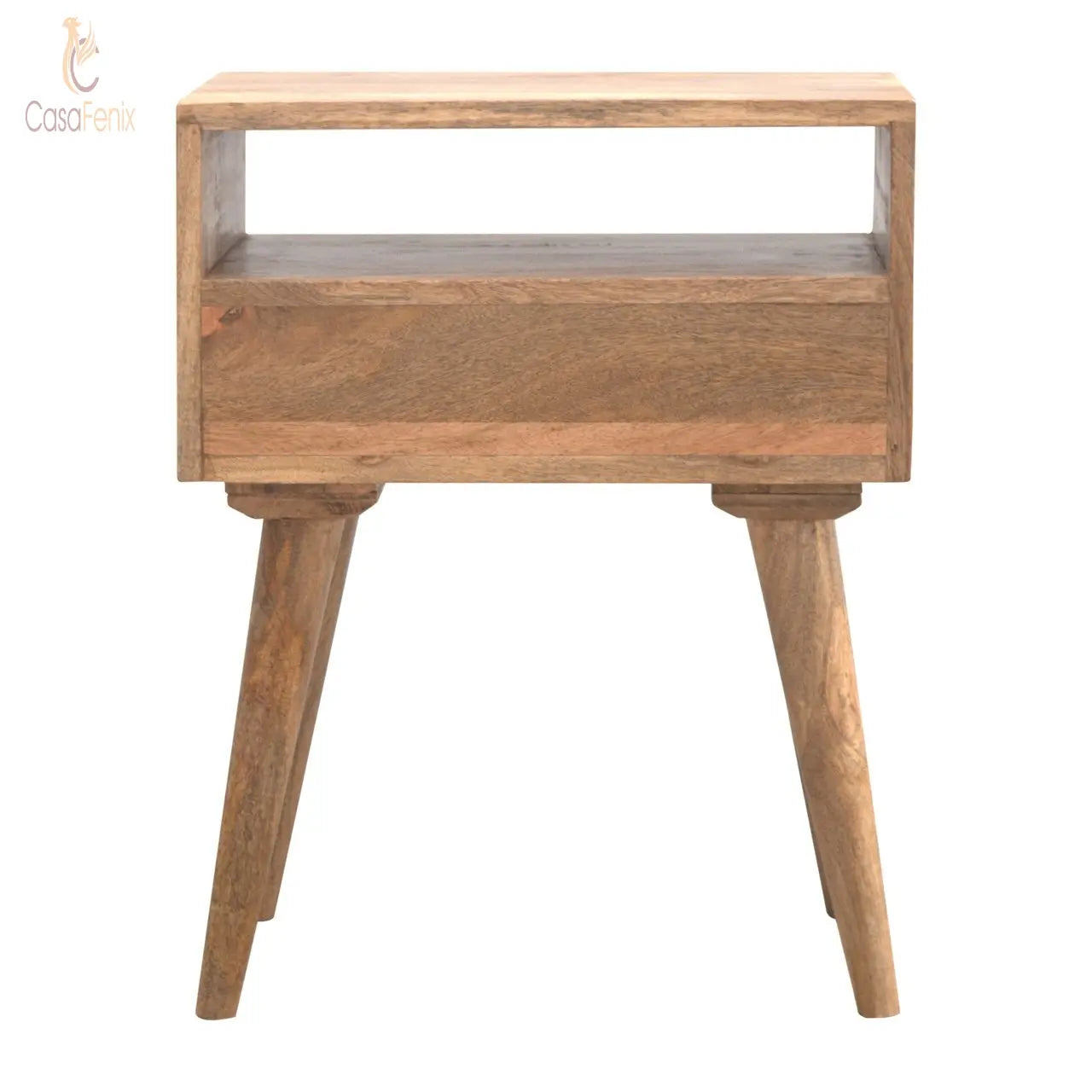 Modern Solid Wood Bedside with 1 Drawer & an Open Slot Solid Mango Wood - CasaFenix